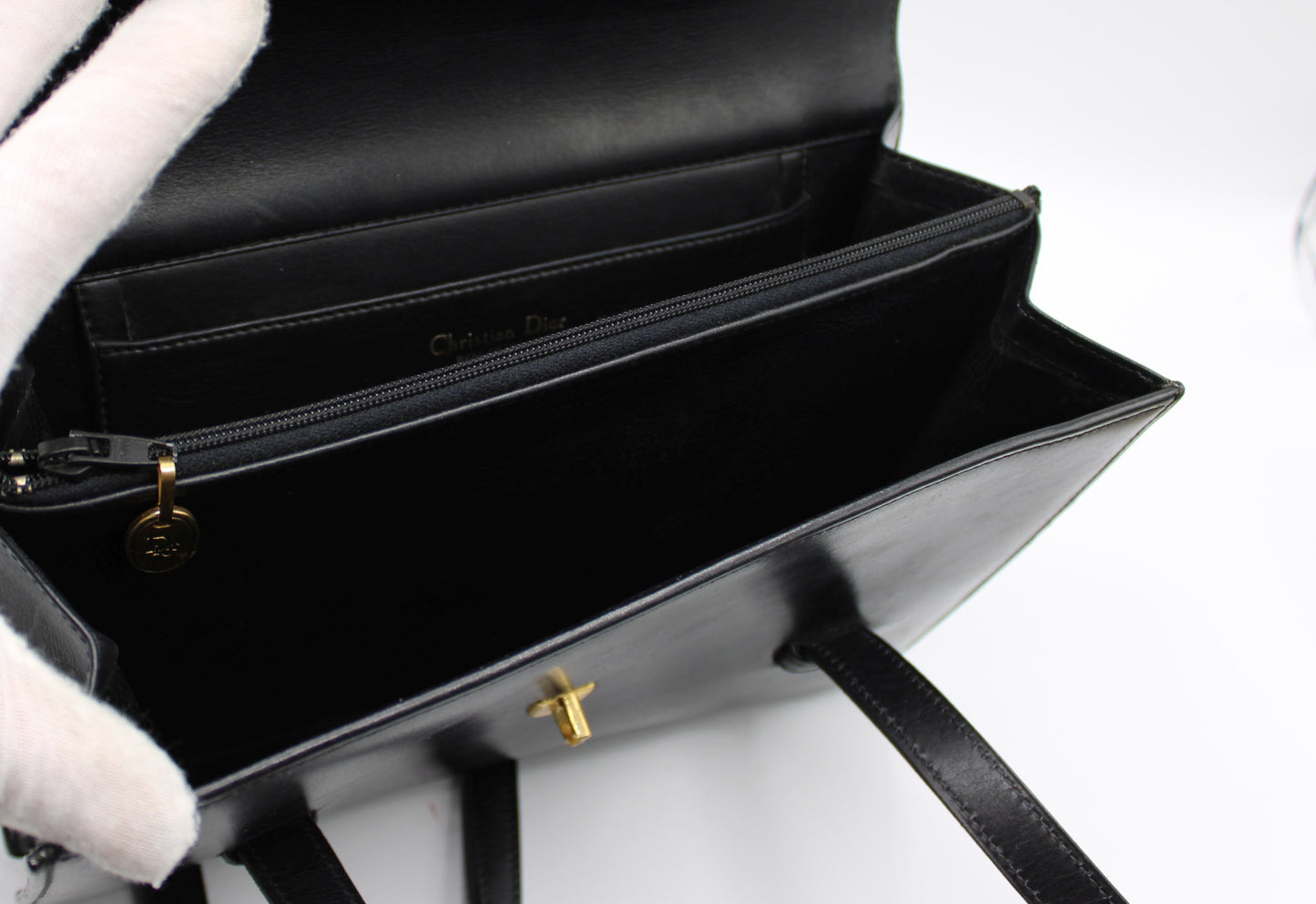 Christian Dior Black Leather Classic Shoulder Handbag
