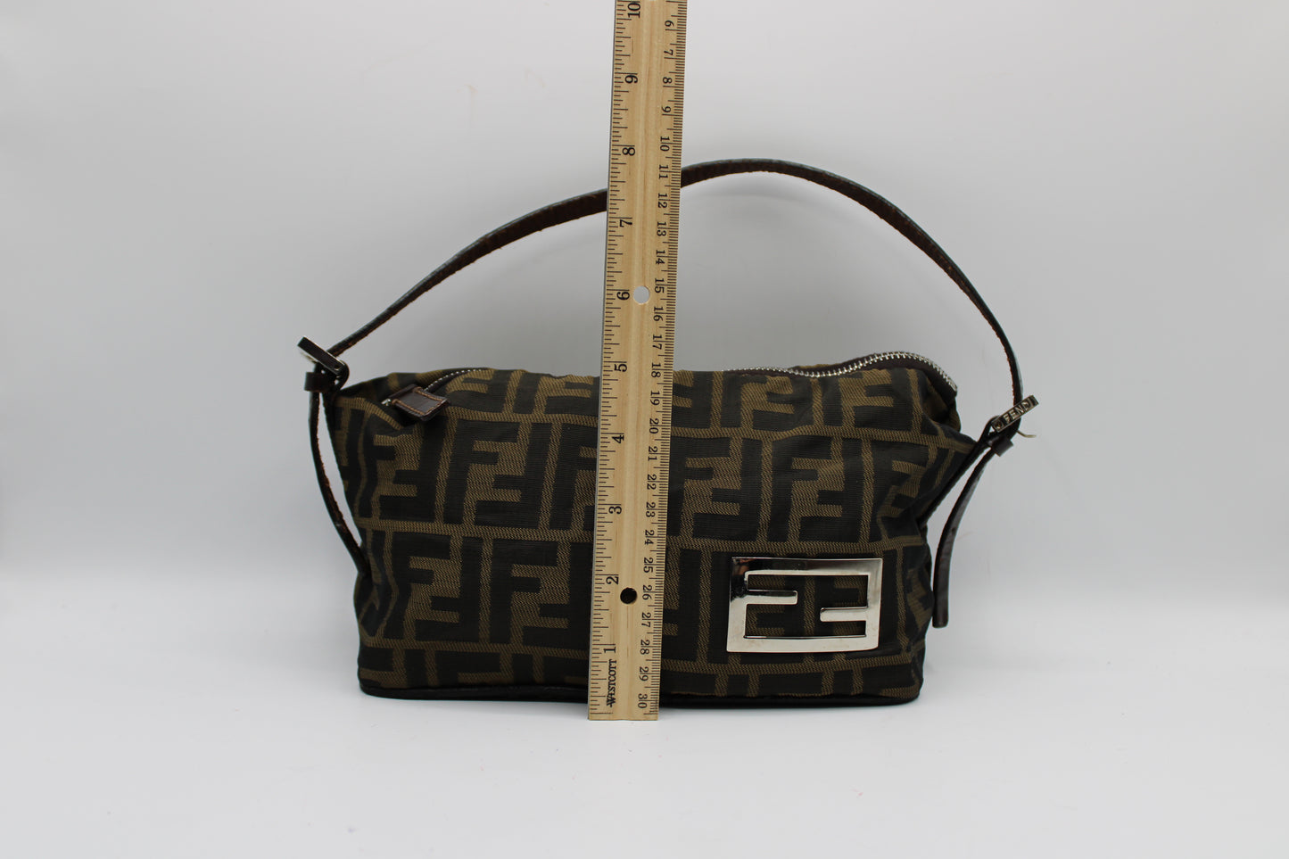 Fendi Brown Zucca Canvas Leather Mini Pochette Shoulder Bag