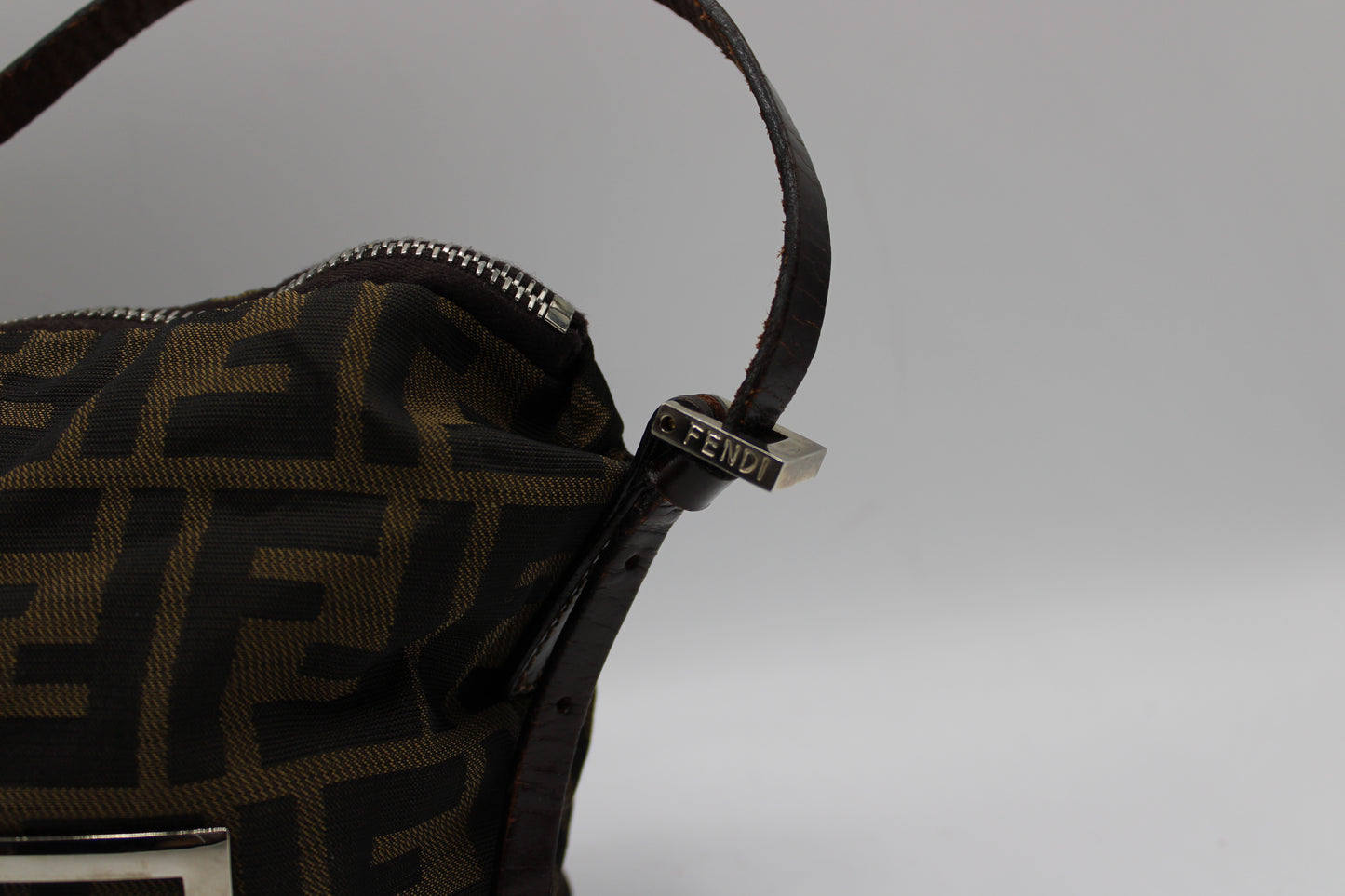 Fendi Brown Zucca Canvas Leather Mini Pochette Shoulder Bag