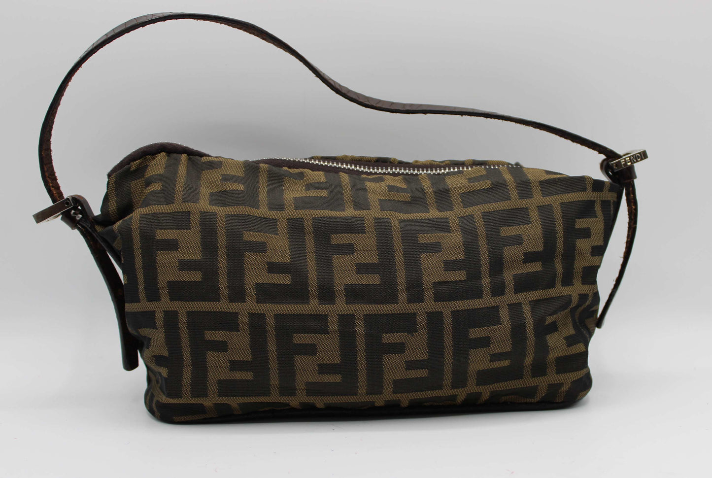 Fendi Brown Zucca Canvas Leather Mini Pochette Shoulder Bag