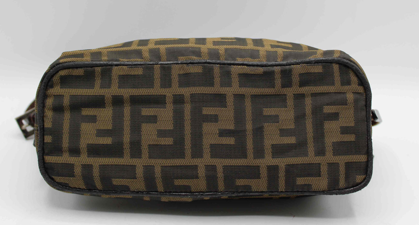 Fendi Brown Zucca Canvas Leather Mini Pochette Shoulder Bag