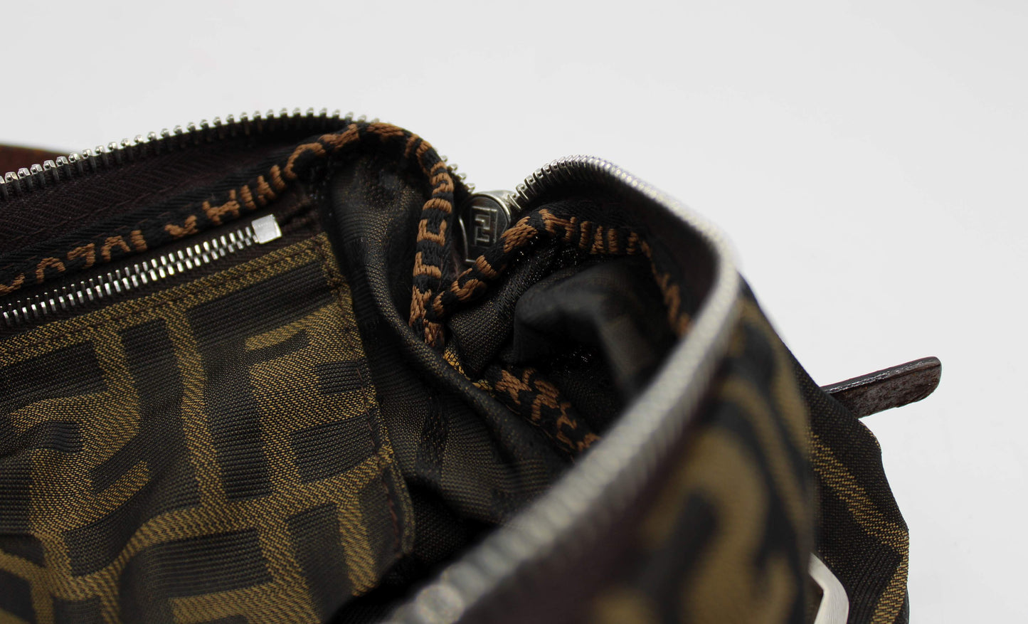Fendi Brown Zucca Canvas Leather Mini Pochette Shoulder Bag
