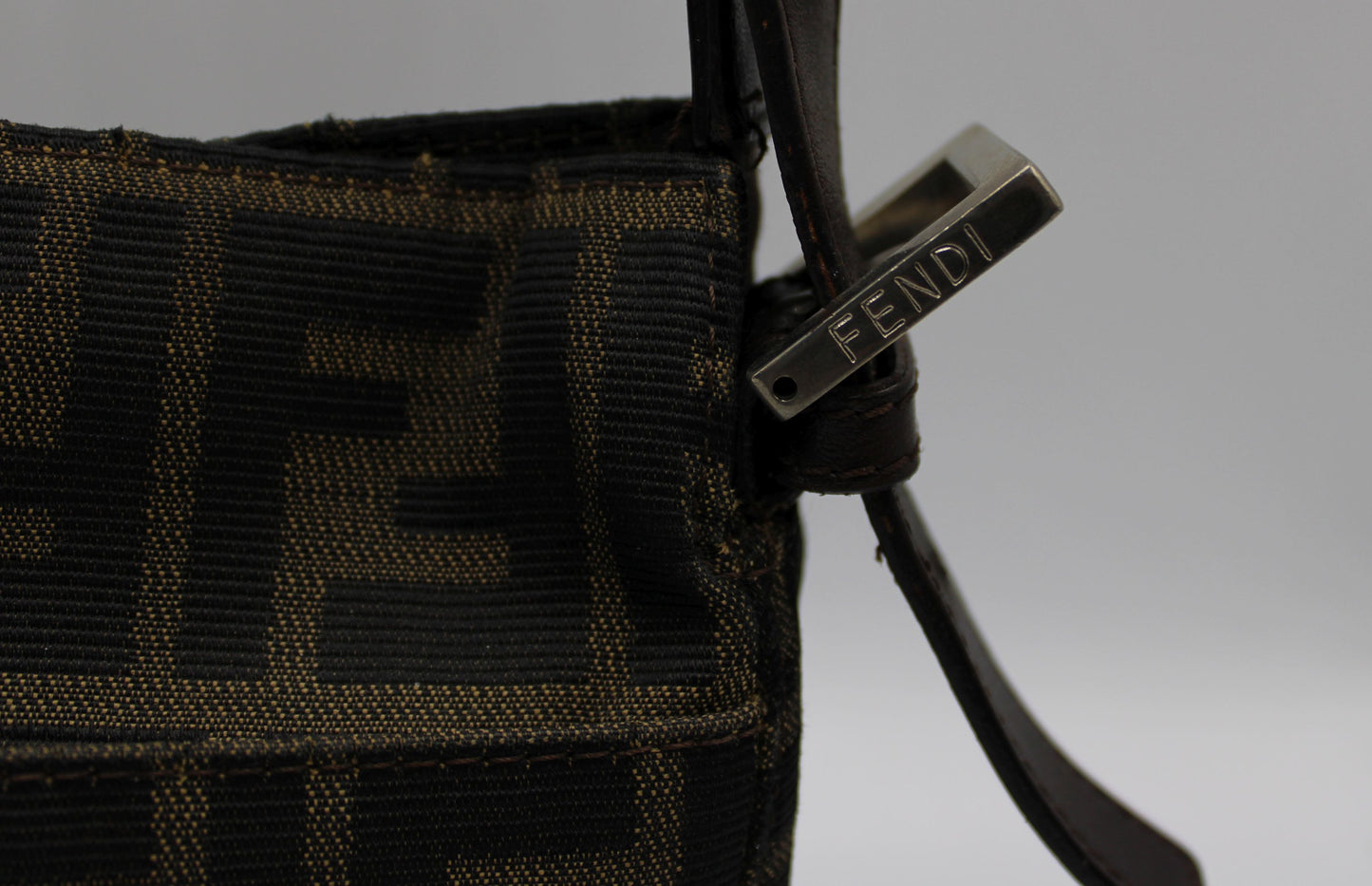 Fendi Brown Zucca Canvas Leather Baguette Shoulder Bag