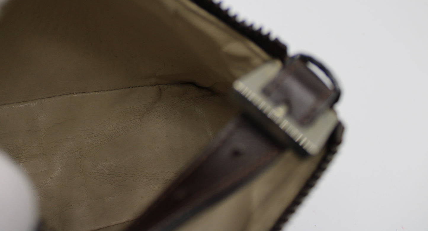 Fendi Brown Zucca Canvas Leather Pochette Handbag