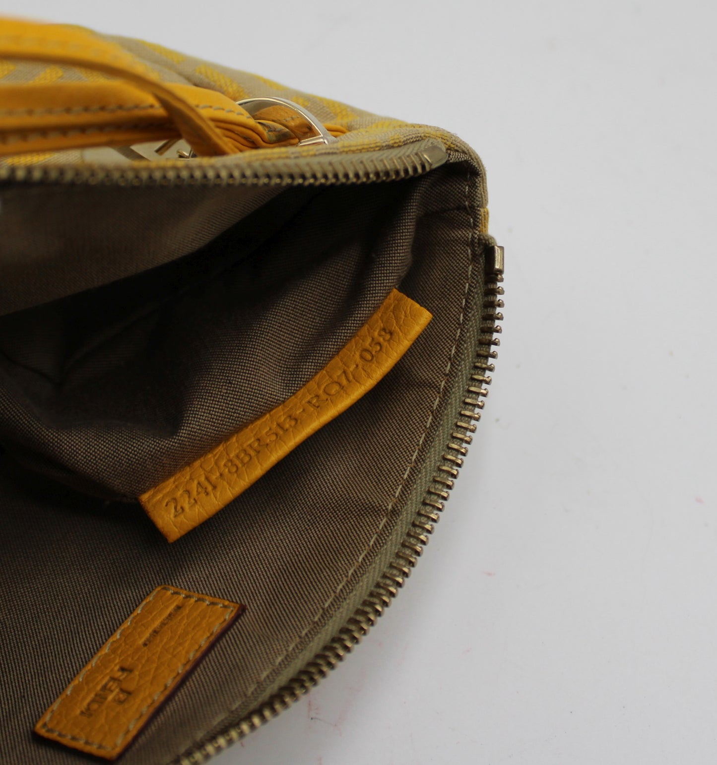 Fendi Yellow Mustard Zucca Canvas Leather Strap Shoulder Bag