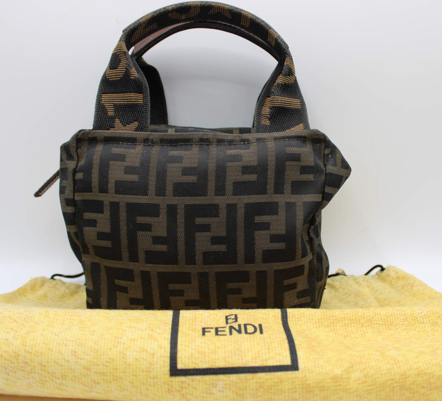 Fendi Brown Zucca Canvas Mini Top Handle Handbag