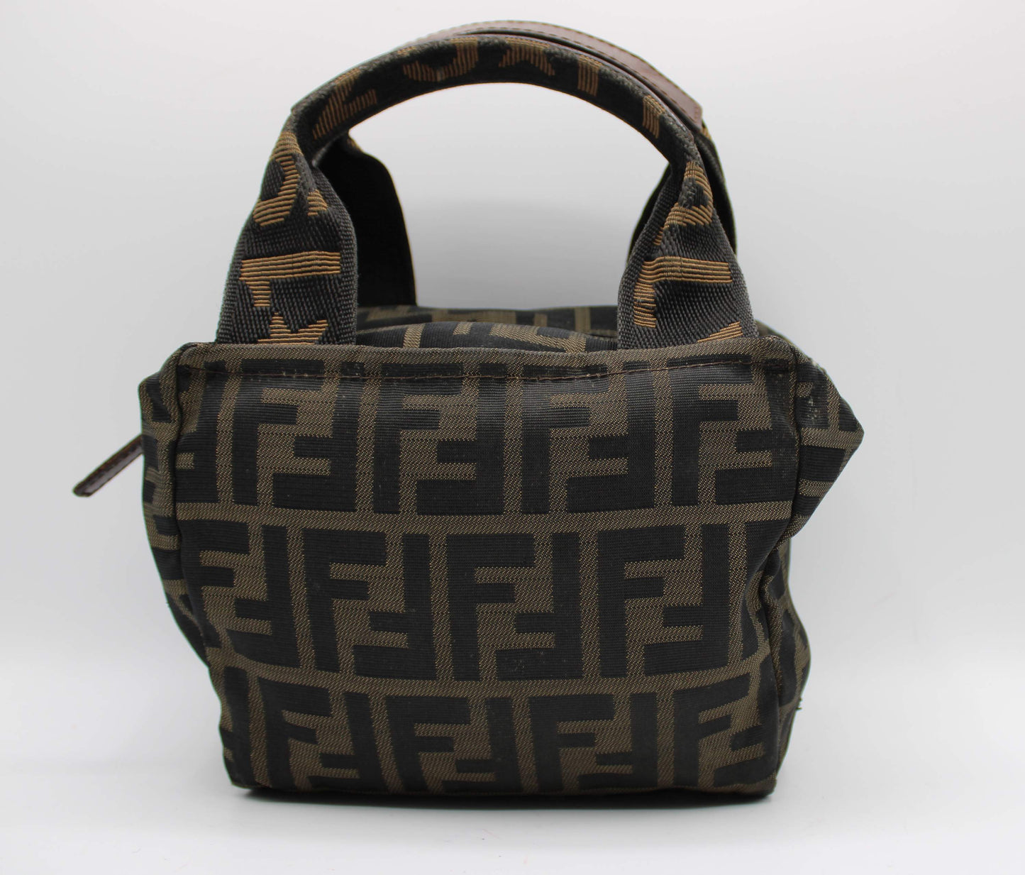 Fendi Brown Zucca Canvas Mini Top Handle Handbag