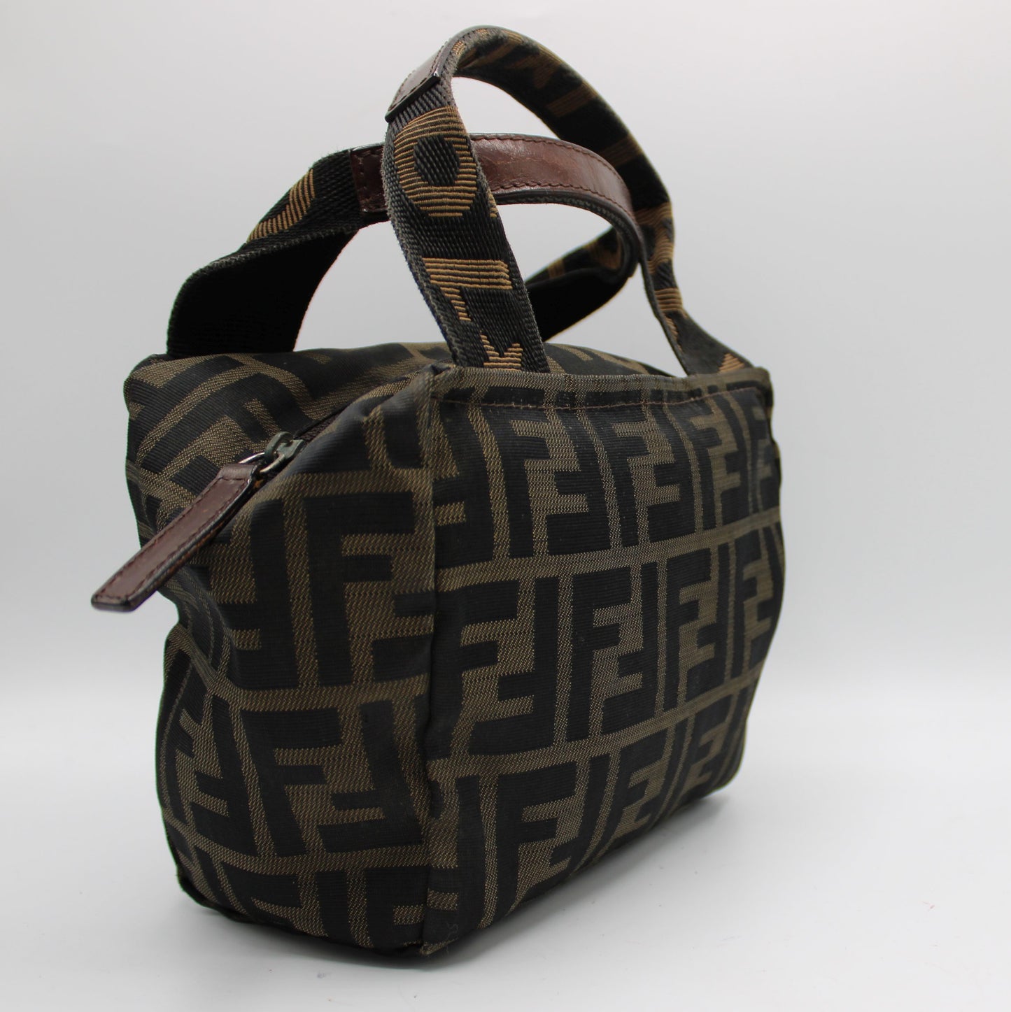 Fendi Brown Zucca Canvas Mini Top Handle Handbag