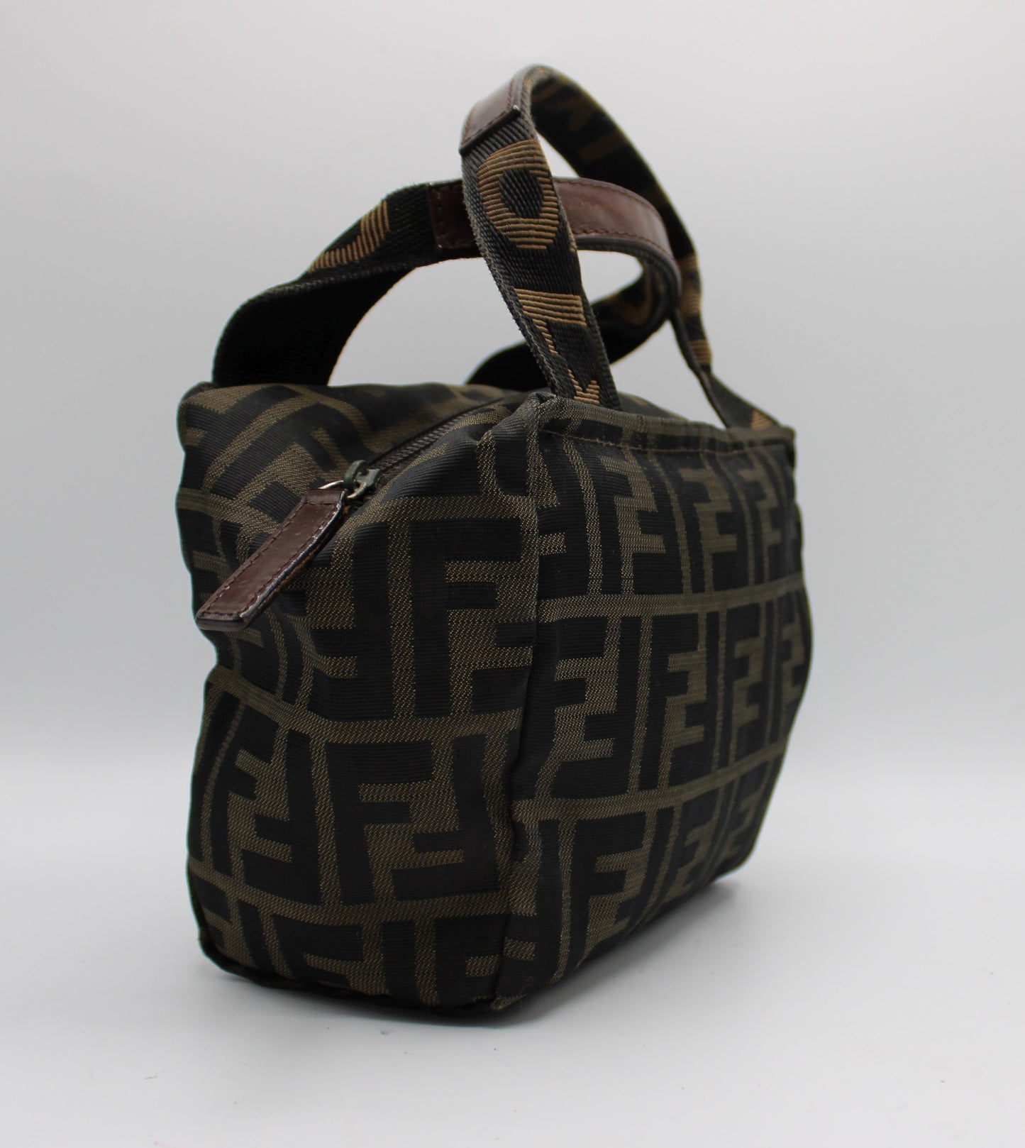 Fendi Brown Zucca Canvas Mini Top Handle Handbag