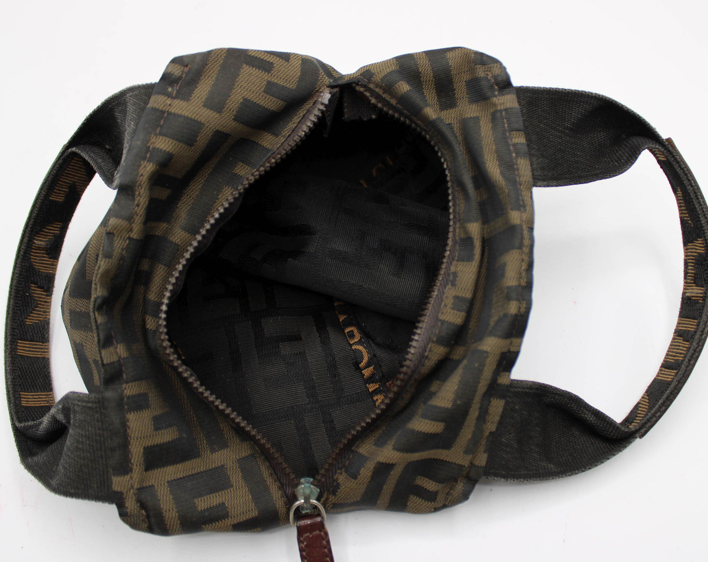 Fendi Brown Zucca Canvas Mini Top Handle Handbag
