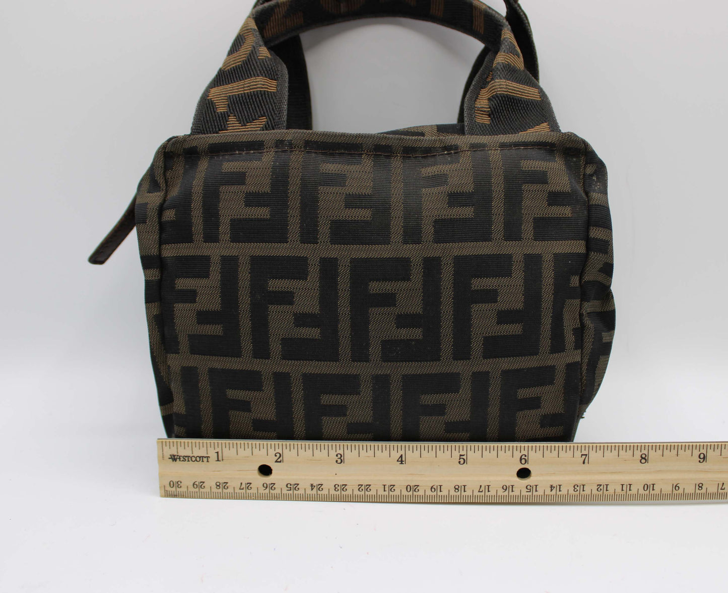 Fendi Brown Zucca Canvas Mini Top Handle Handbag