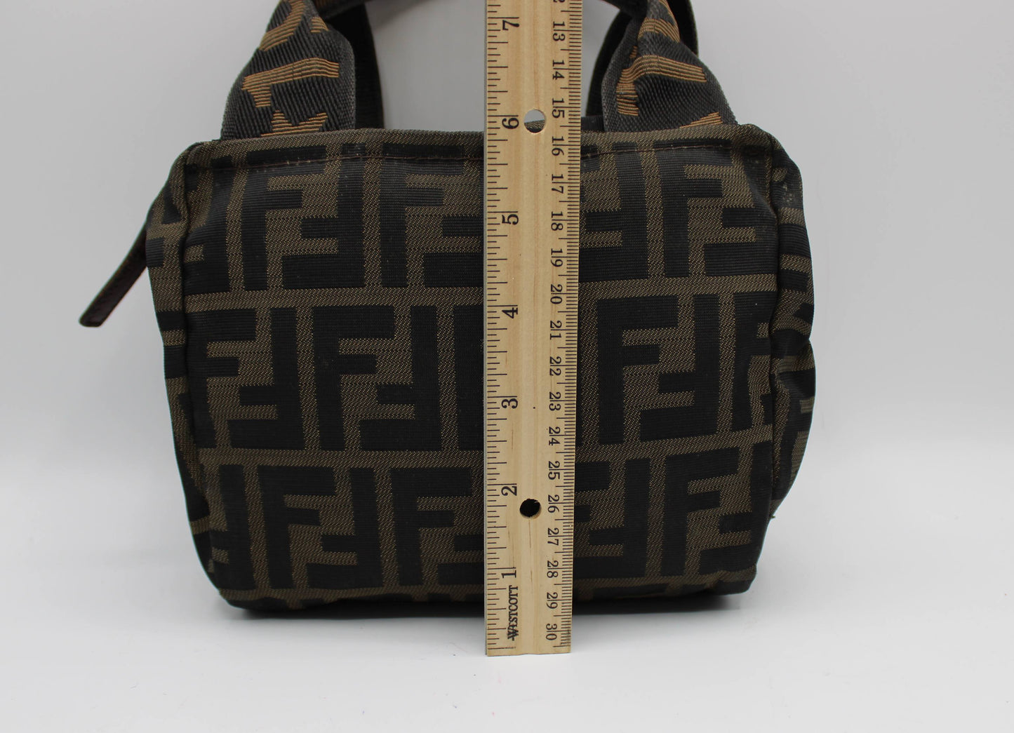 Fendi Brown Zucca Canvas Mini Top Handle Handbag
