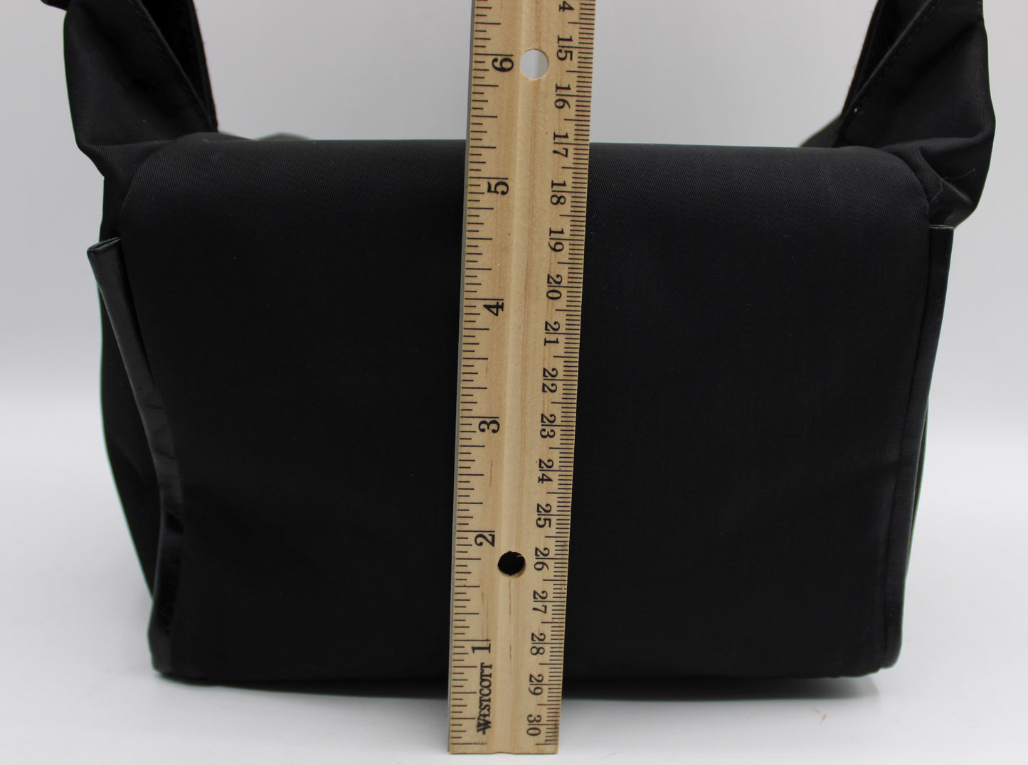 Fendi Black Neoprene Leather Strap Magnetic Logo Shoulder Bag