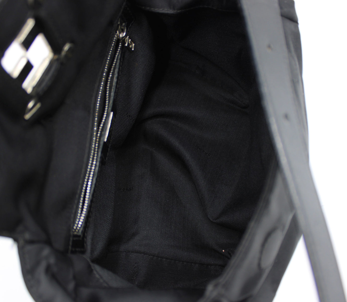 Fendi Black Neoprene Leather Strap Magnetic Logo Shoulder Bag