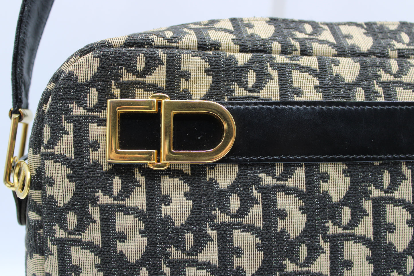 Christian Dior Black Trotter Canvas Leather Strap Shoulder Bag