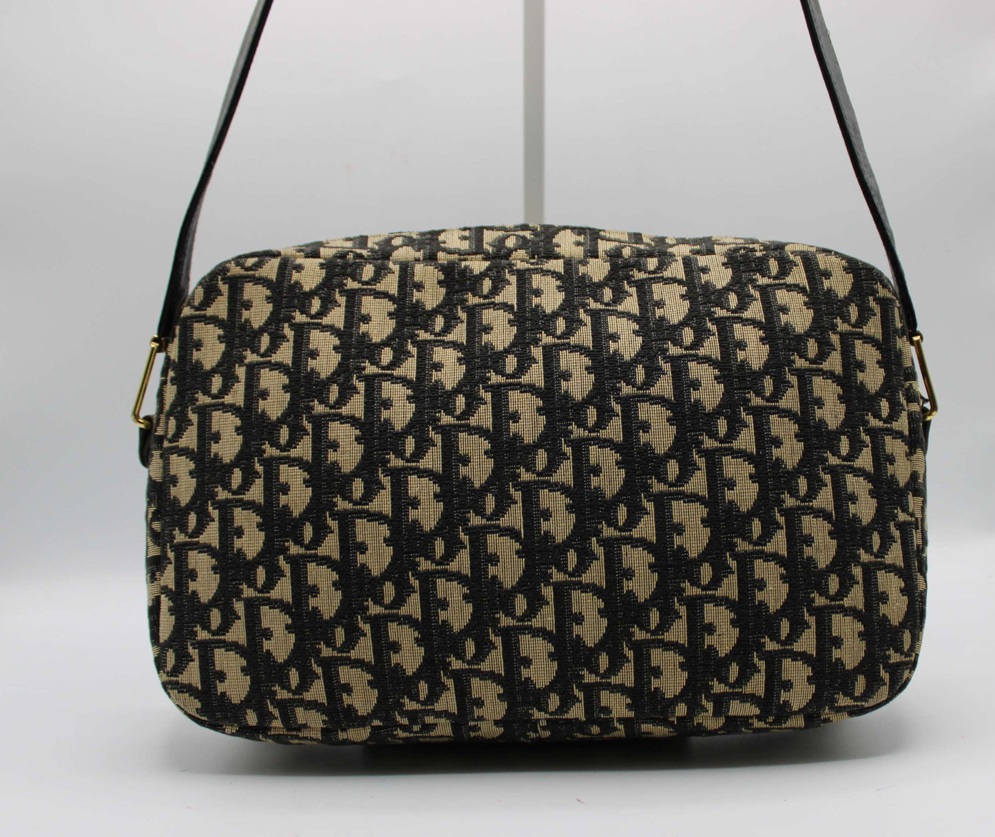 Christian Dior Black Trotter Canvas Leather Strap Shoulder Bag