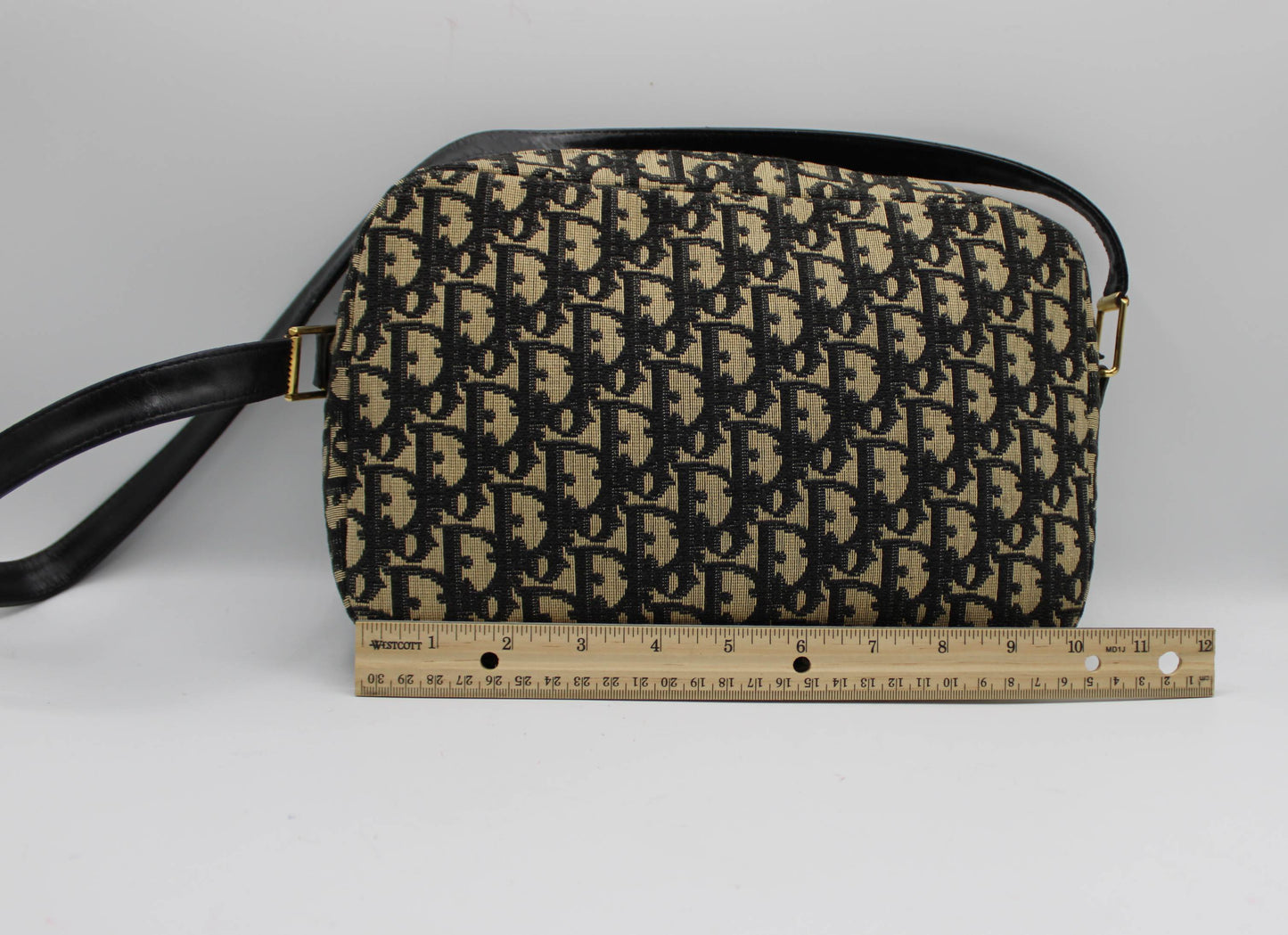 Christian Dior Black Trotter Canvas Leather Strap Shoulder Bag