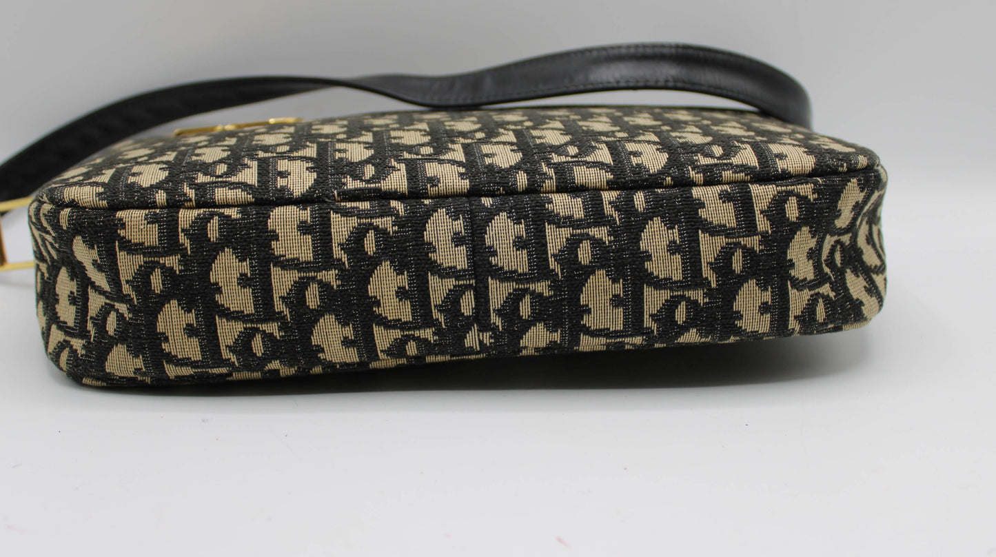 Christian Dior Black Trotter Canvas Leather Strap Shoulder Bag