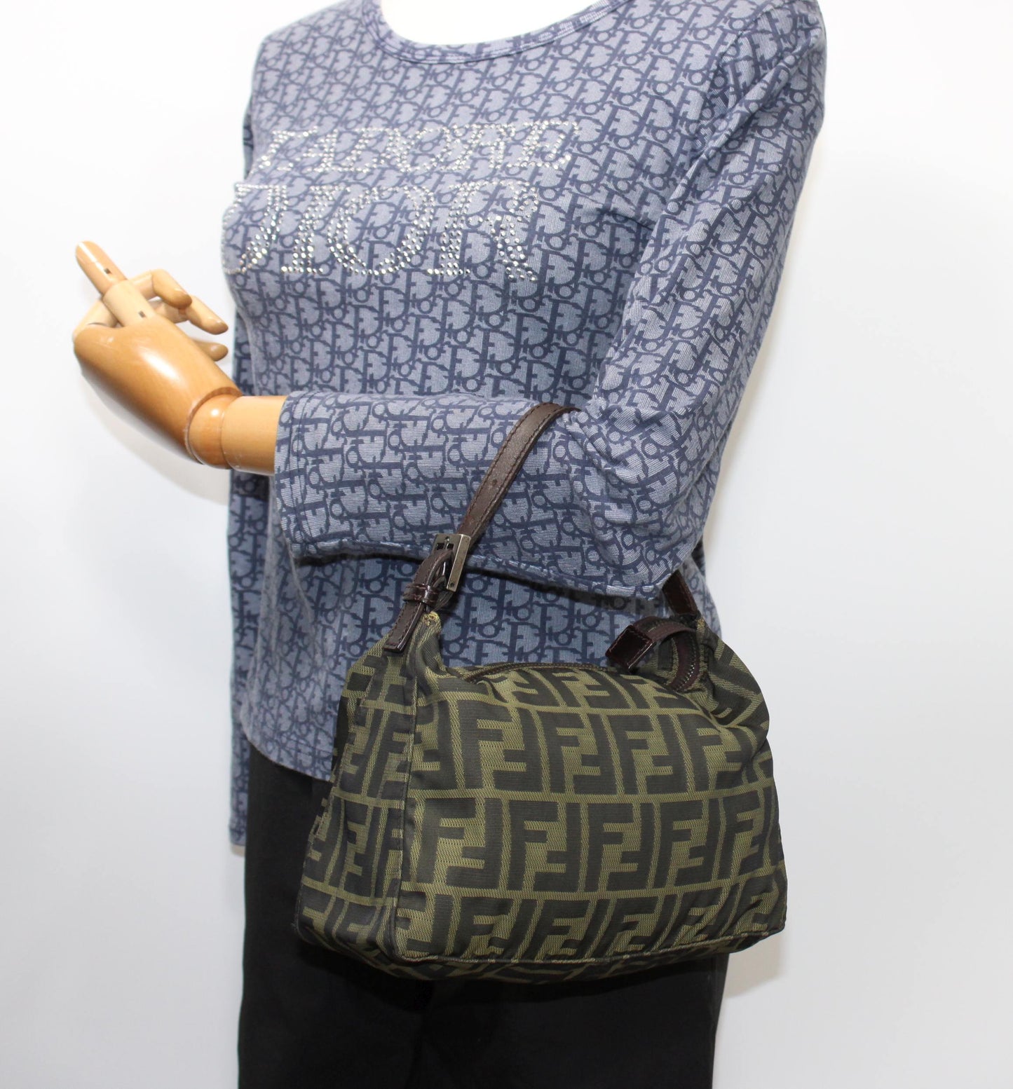 Fendi Brown Canvas Zucca Leather Shoulder Bag