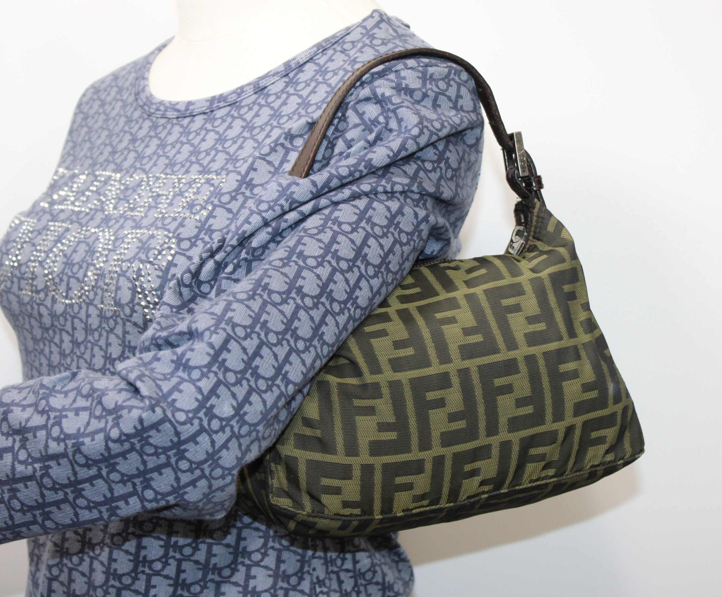 Fendi Brown Canvas Zucca Leather Shoulder Bag