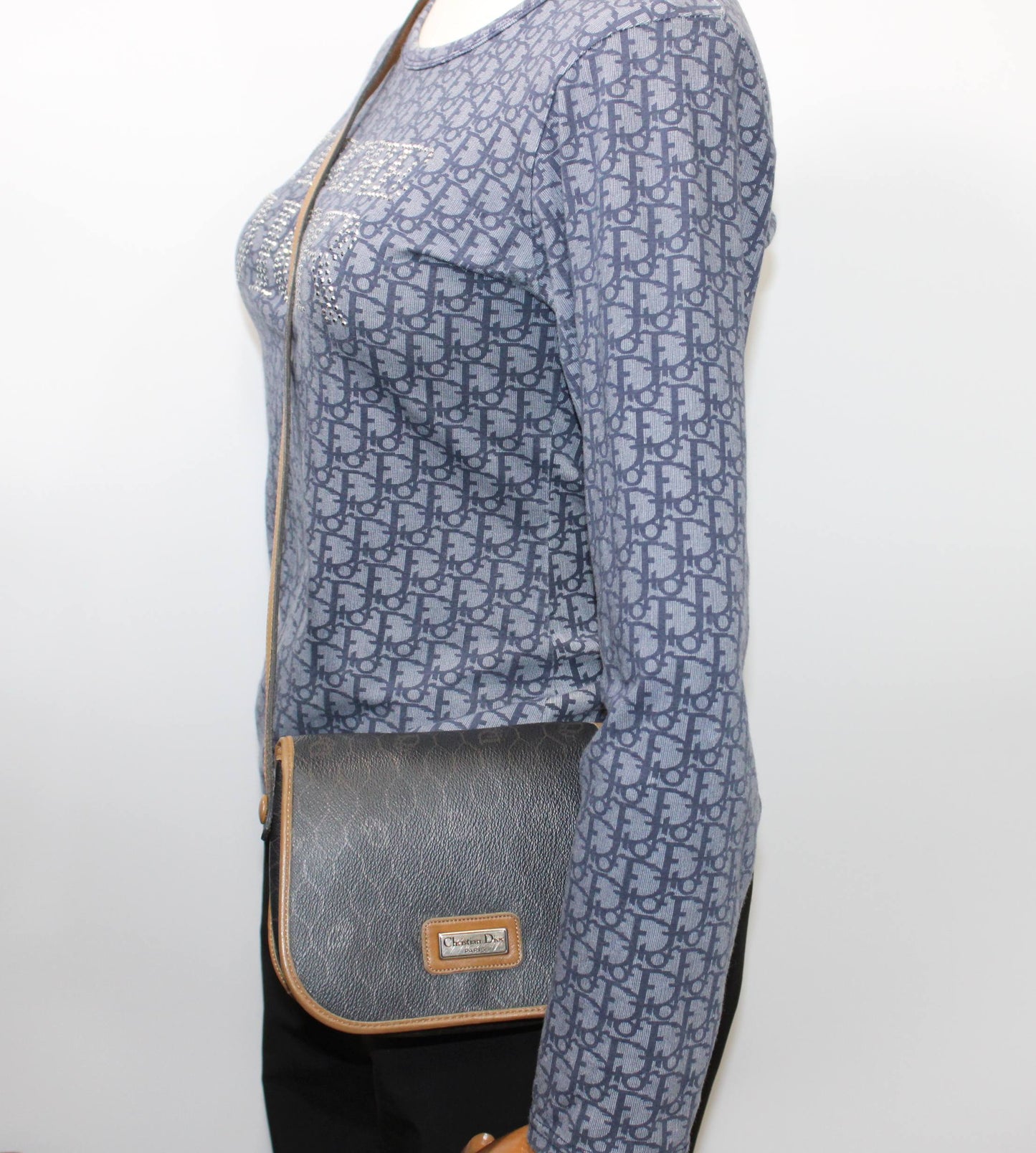 Christian Dior Brown Honeycomb Canvas Leather Crossbody Bag