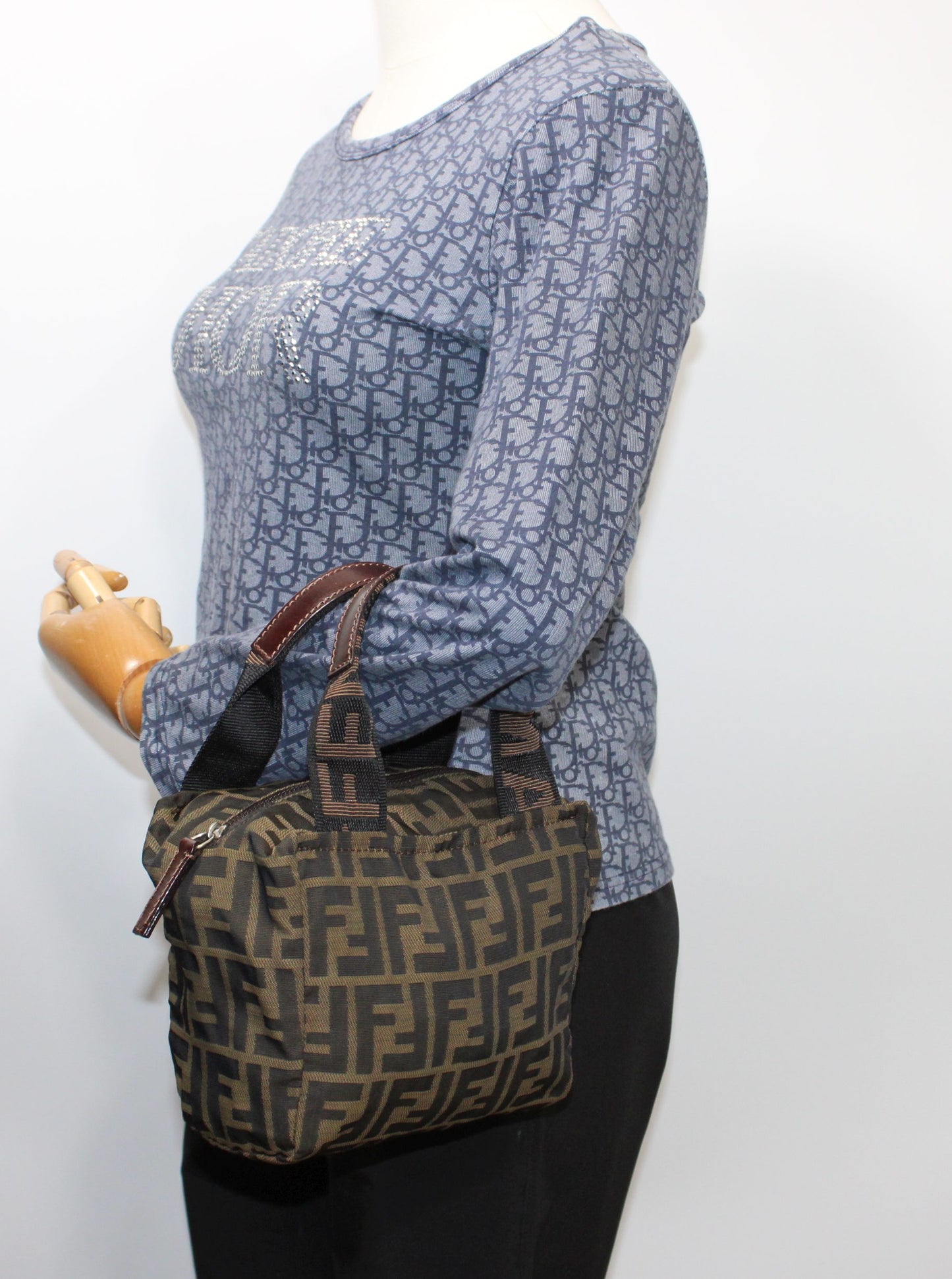 Fendi Brown Zucca Canvas Leather Mini Tote Bag