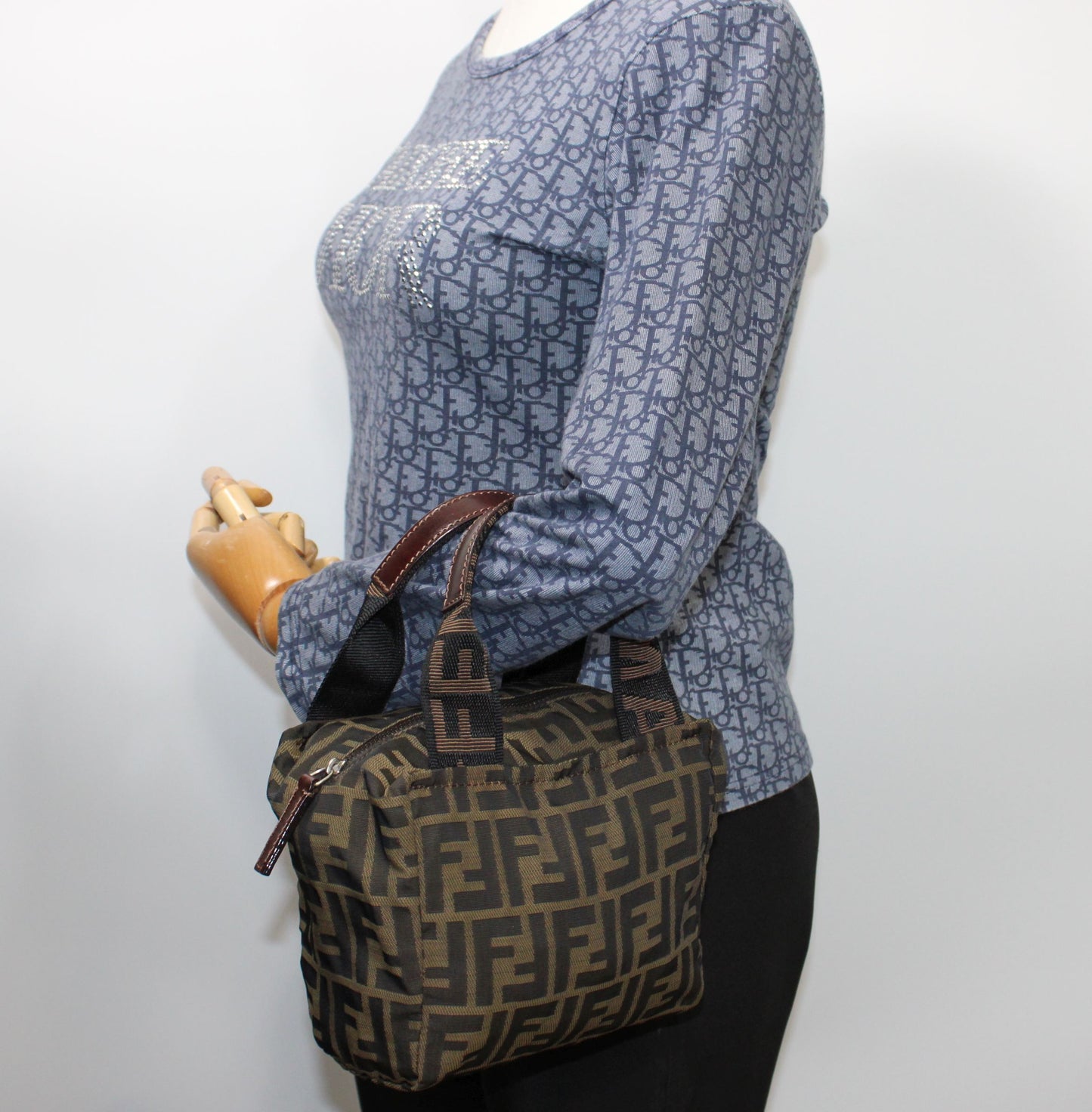 Fendi Brown Zucca Canvas Leather Mini Tote Bag