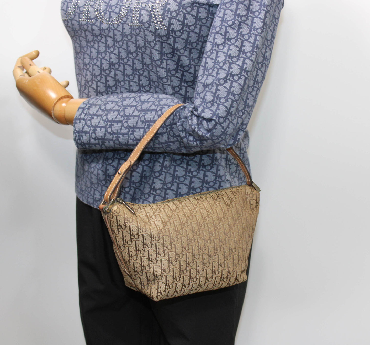 Christian Dior Brown Trotter Canvas Leather Shoulder Bag