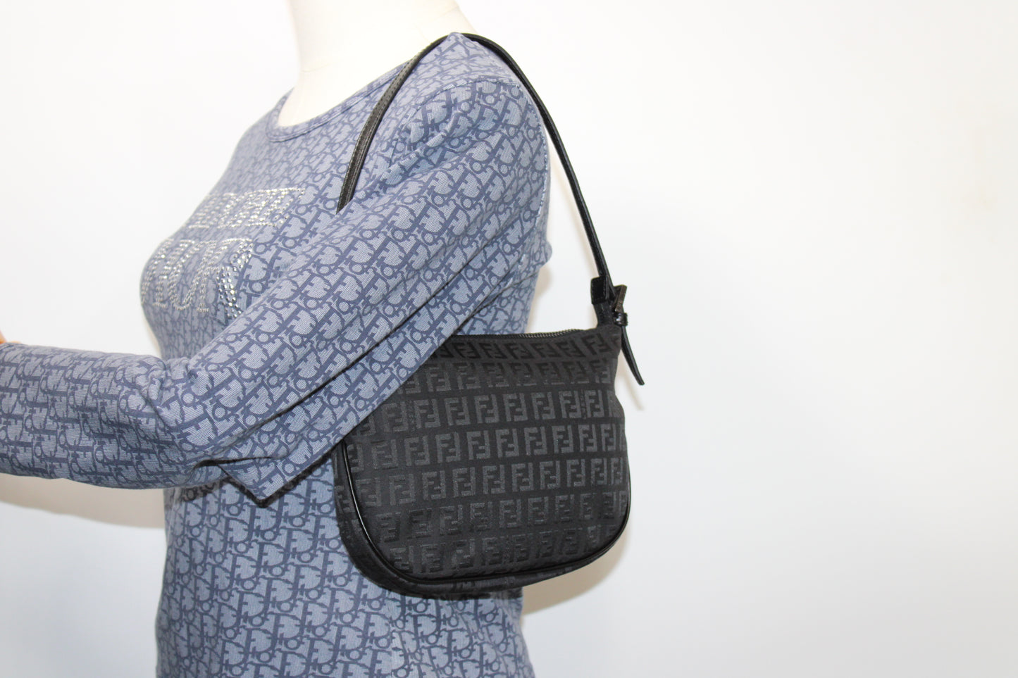 Fendi Black Zucca Canvas Mini Shoulder Bag