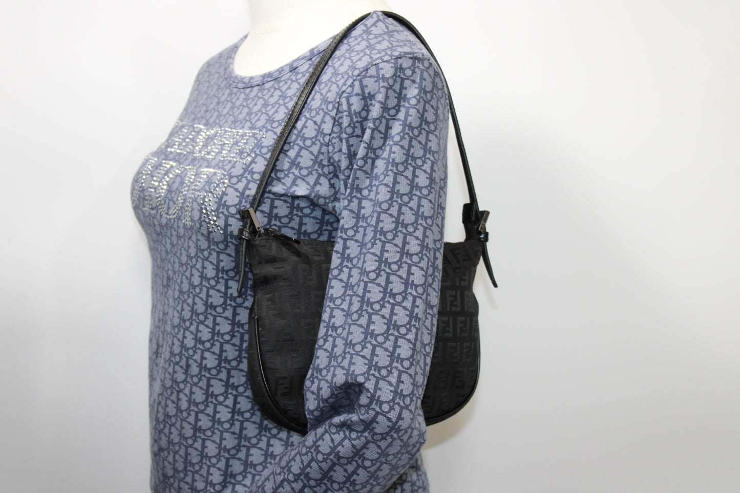 Fendi Black Zucca Canvas Mini Shoulder Bag