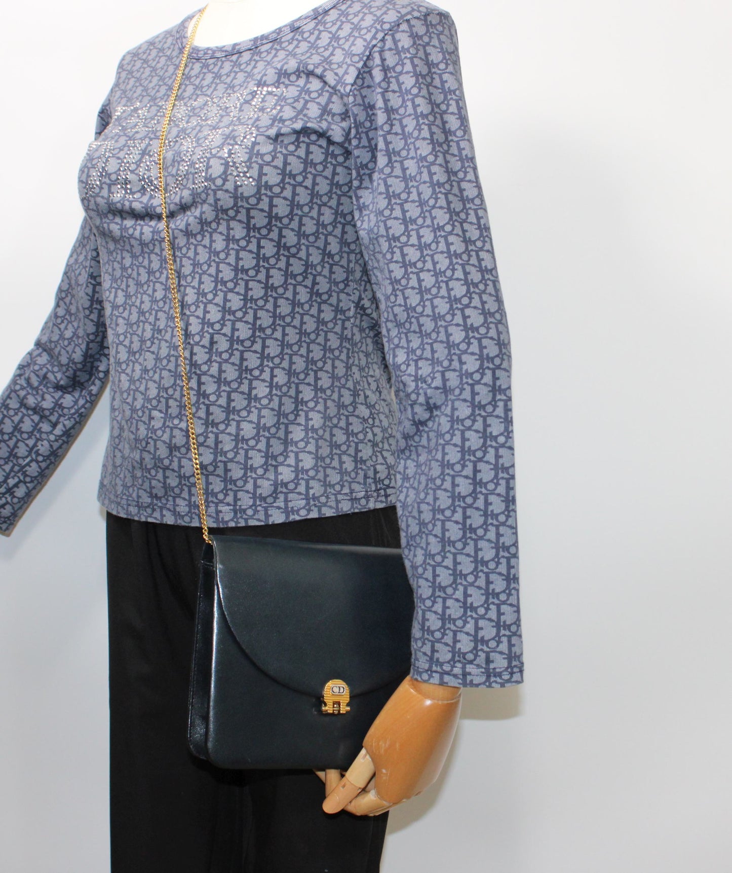 Christian Dior Black Leather Chain Flap Crossbody Bag