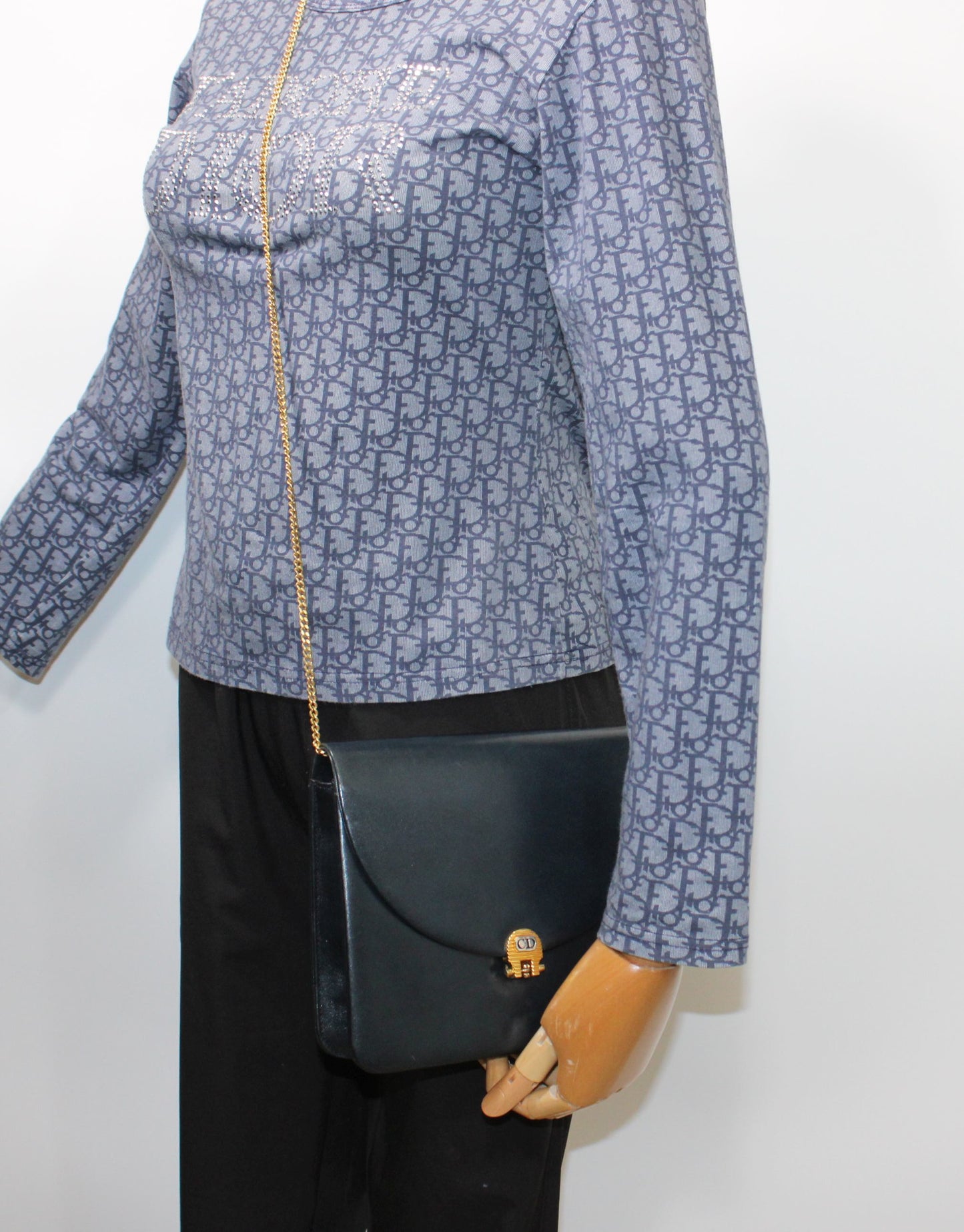 Christian Dior Black Leather Chain Flap Crossbody Bag