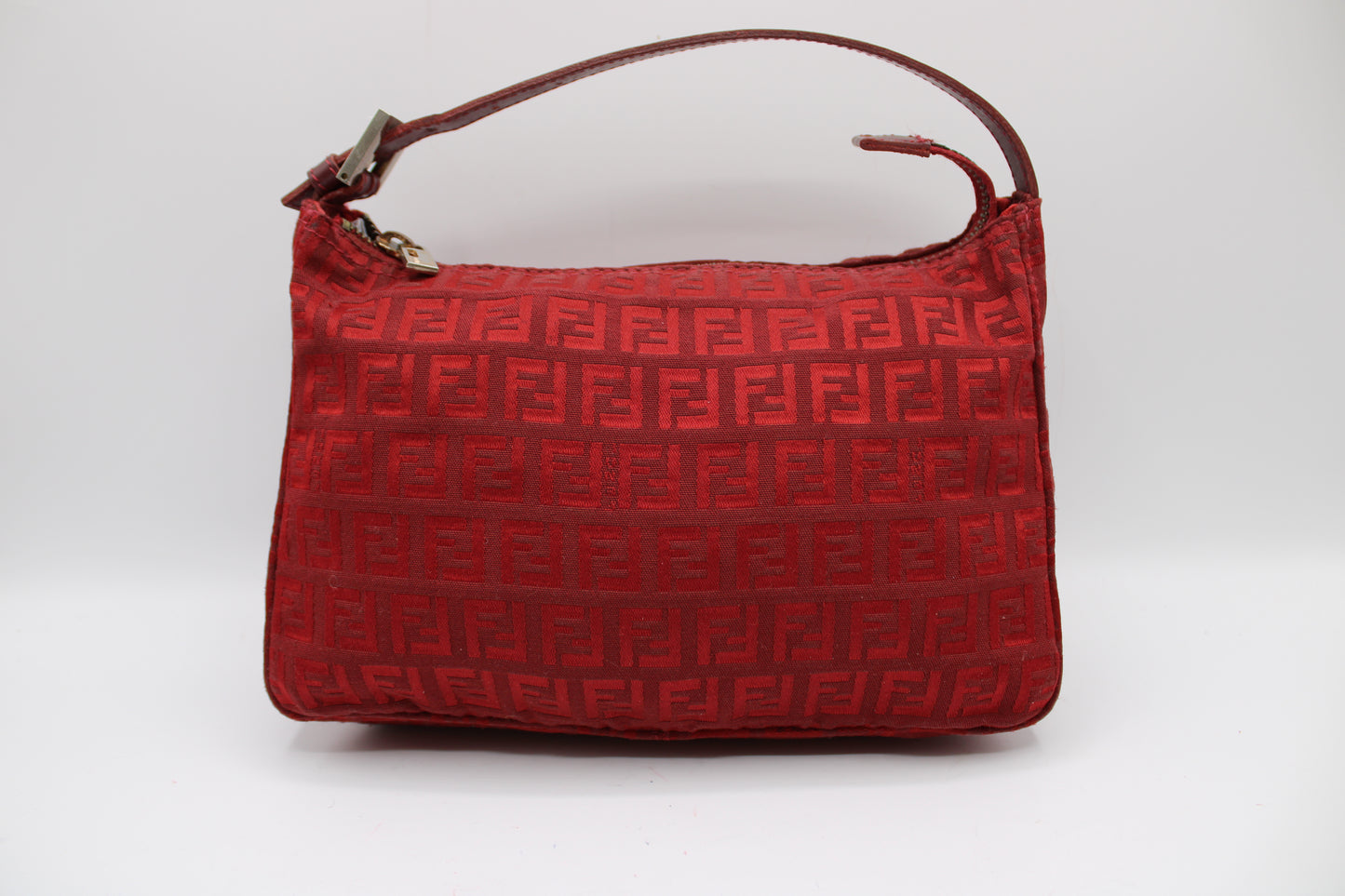 Fendi Red Zucca Canvas Pochette Shoulder Bag