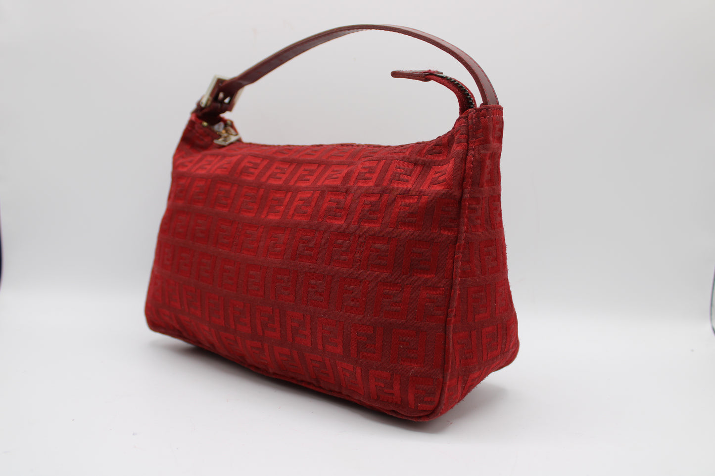 Fendi Red Zucca Canvas Pochette Shoulder Bag