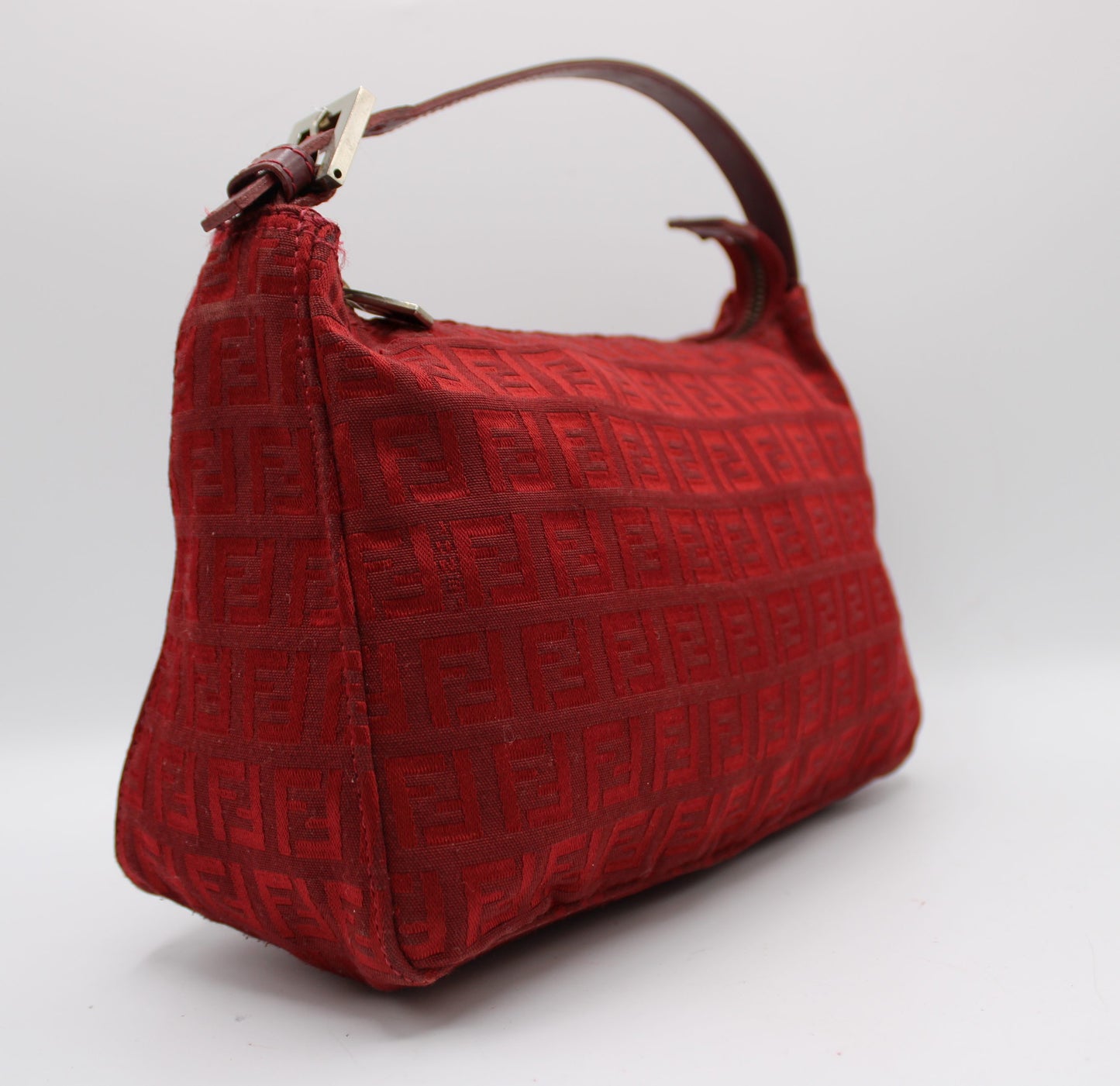 Fendi Red Zucca Canvas Pochette Shoulder Bag