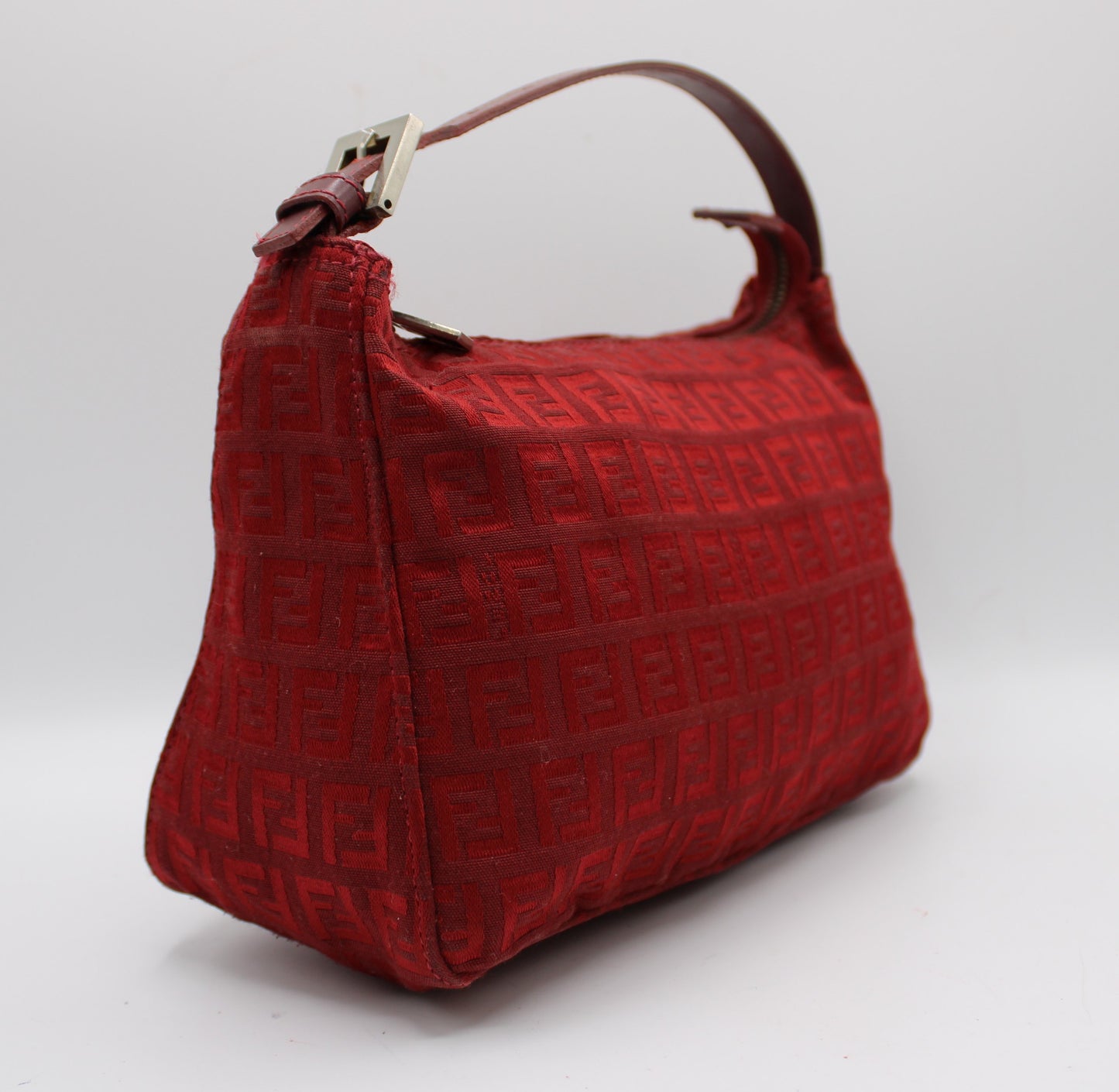 Fendi Red Zucca Canvas Pochette Shoulder Bag