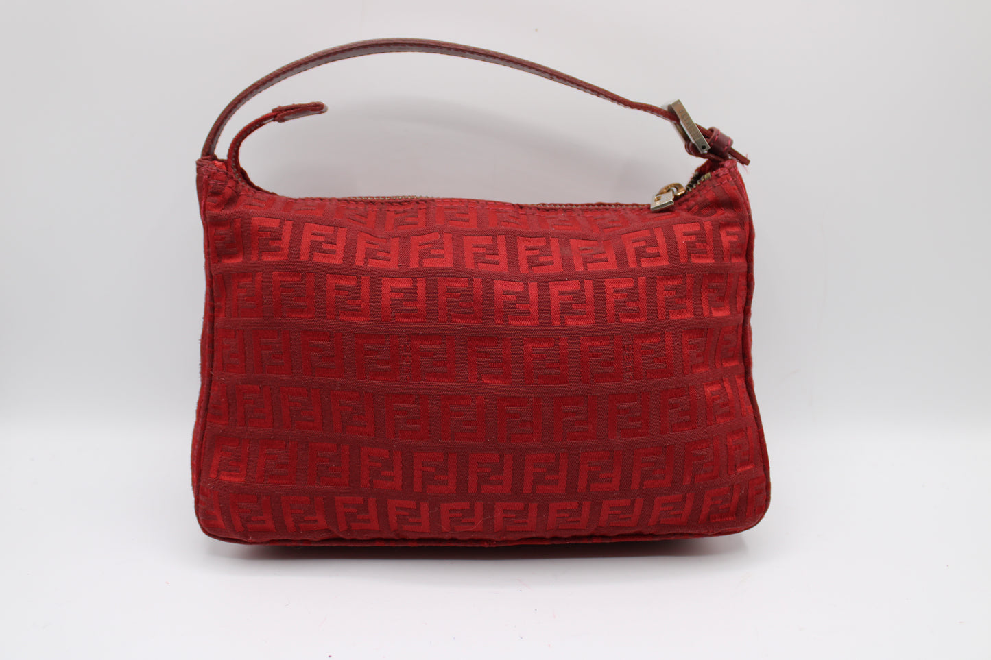 Fendi Red Zucca Canvas Pochette Shoulder Bag
