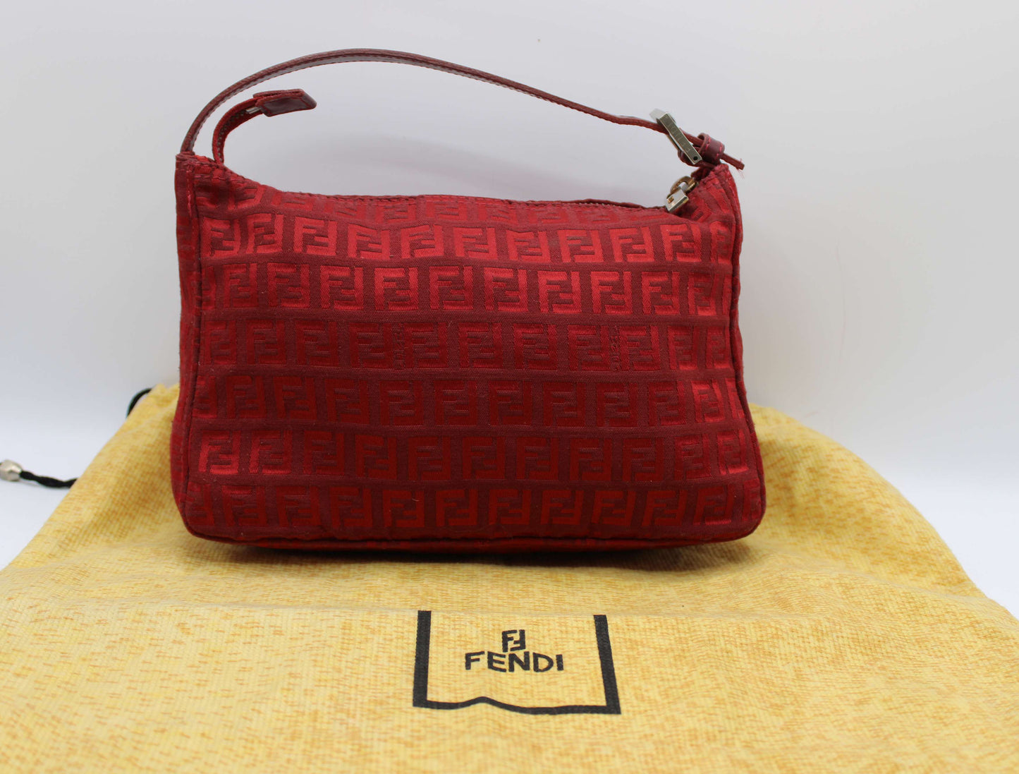 Fendi Red Zucca Canvas Pochette Shoulder Bag