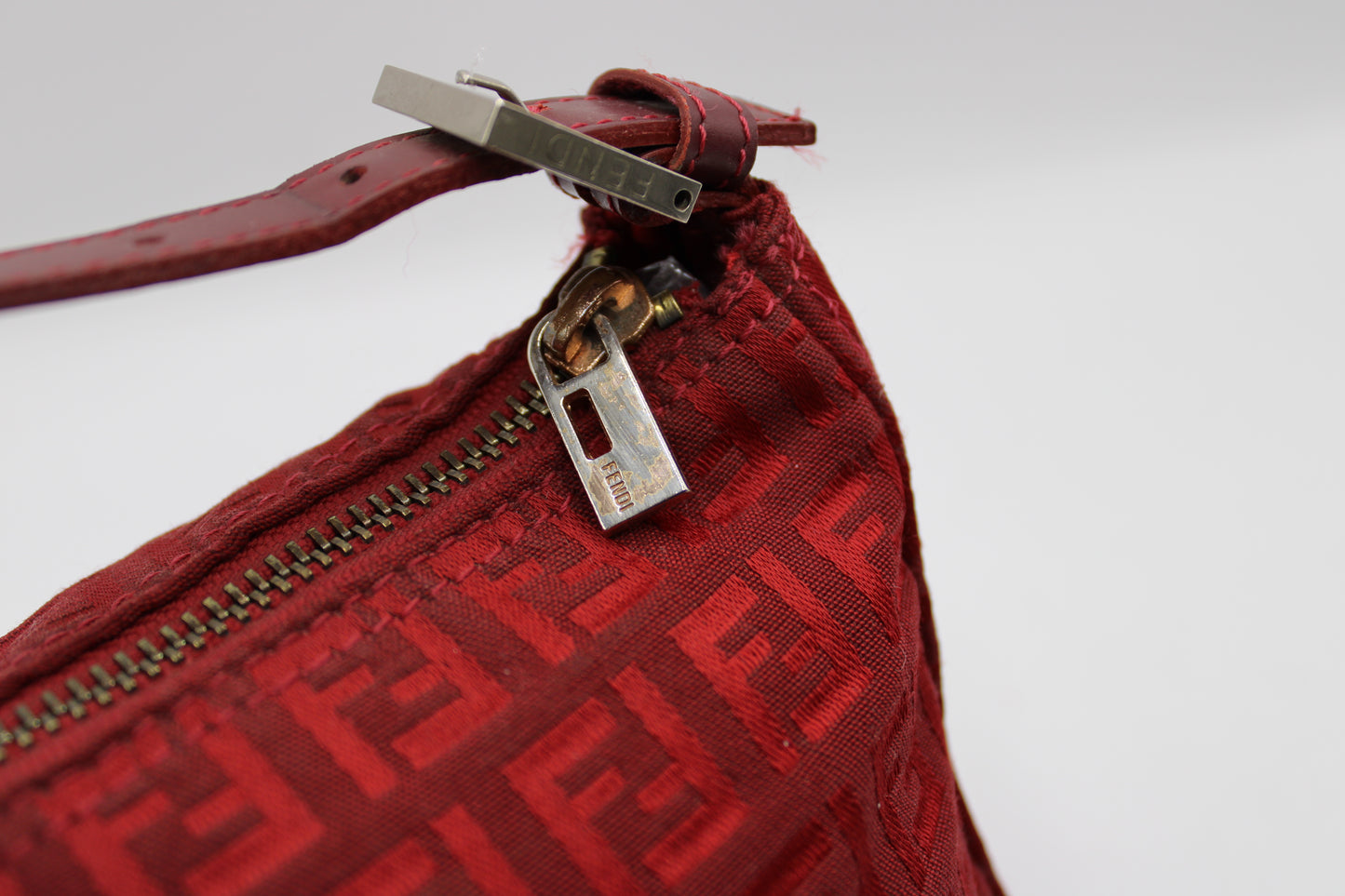 Fendi Red Zucca Canvas Pochette Shoulder Bag