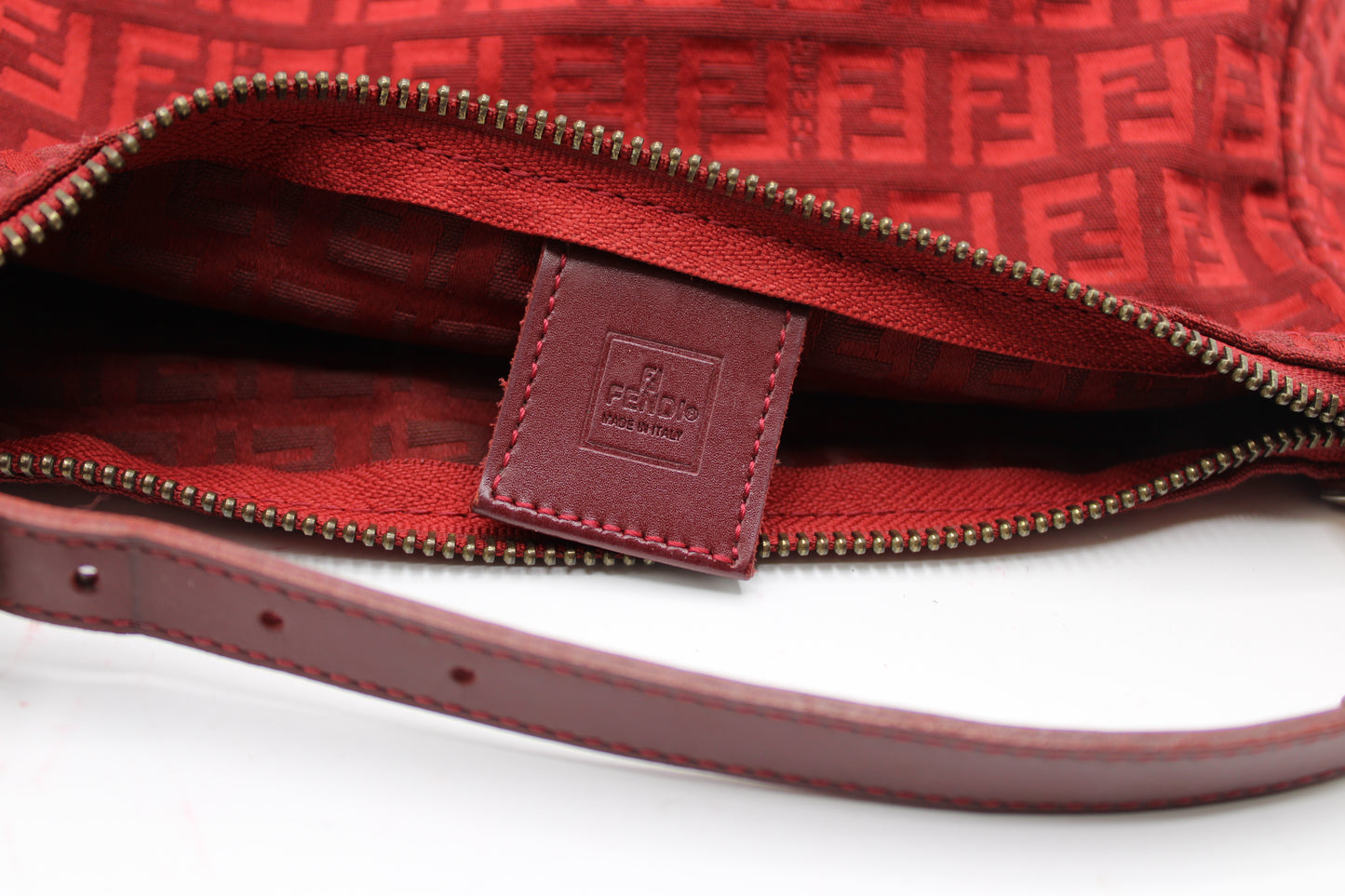 Fendi Red Zucca Canvas Pochette Shoulder Bag