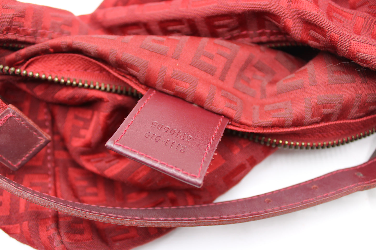 Fendi Red Zucca Canvas Pochette Shoulder Bag