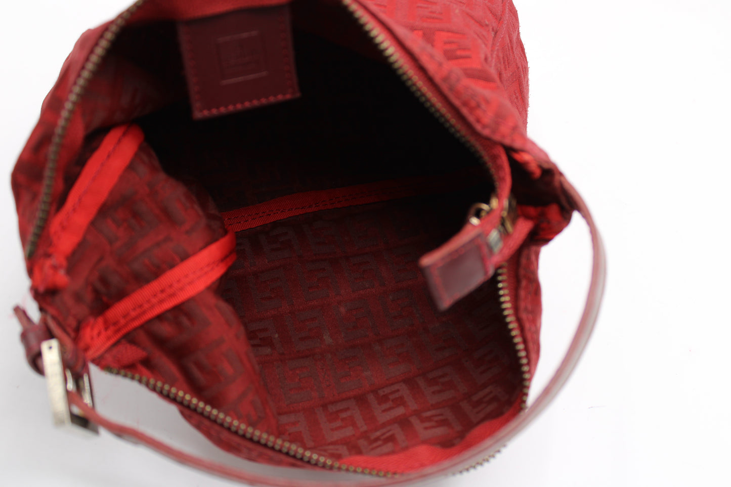 Fendi Red Zucca Canvas Pochette Shoulder Bag