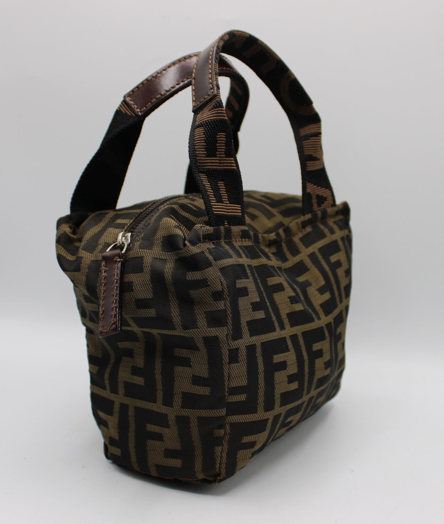 Fendi Brown Zucca Canvas Leather Mini Tote Bag
