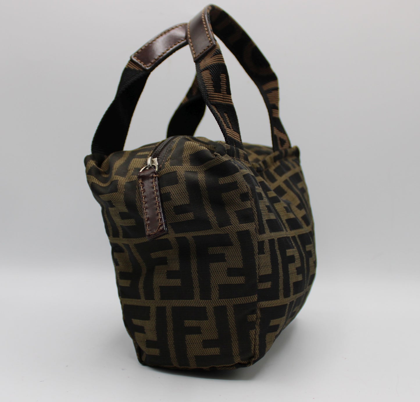 Fendi Brown Zucca Canvas Leather Mini Tote Bag