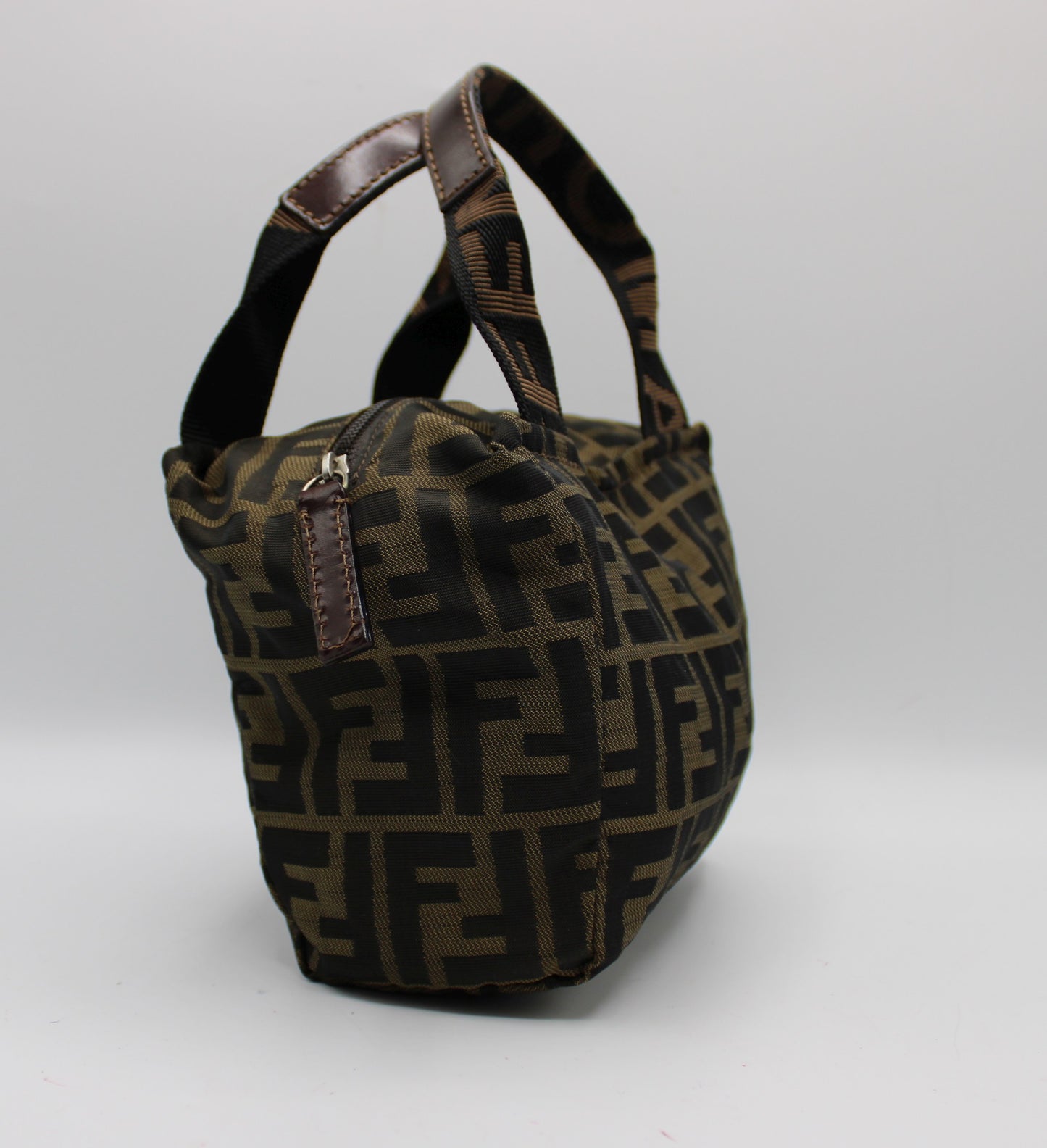 Fendi Brown Zucca Canvas Leather Mini Tote Bag
