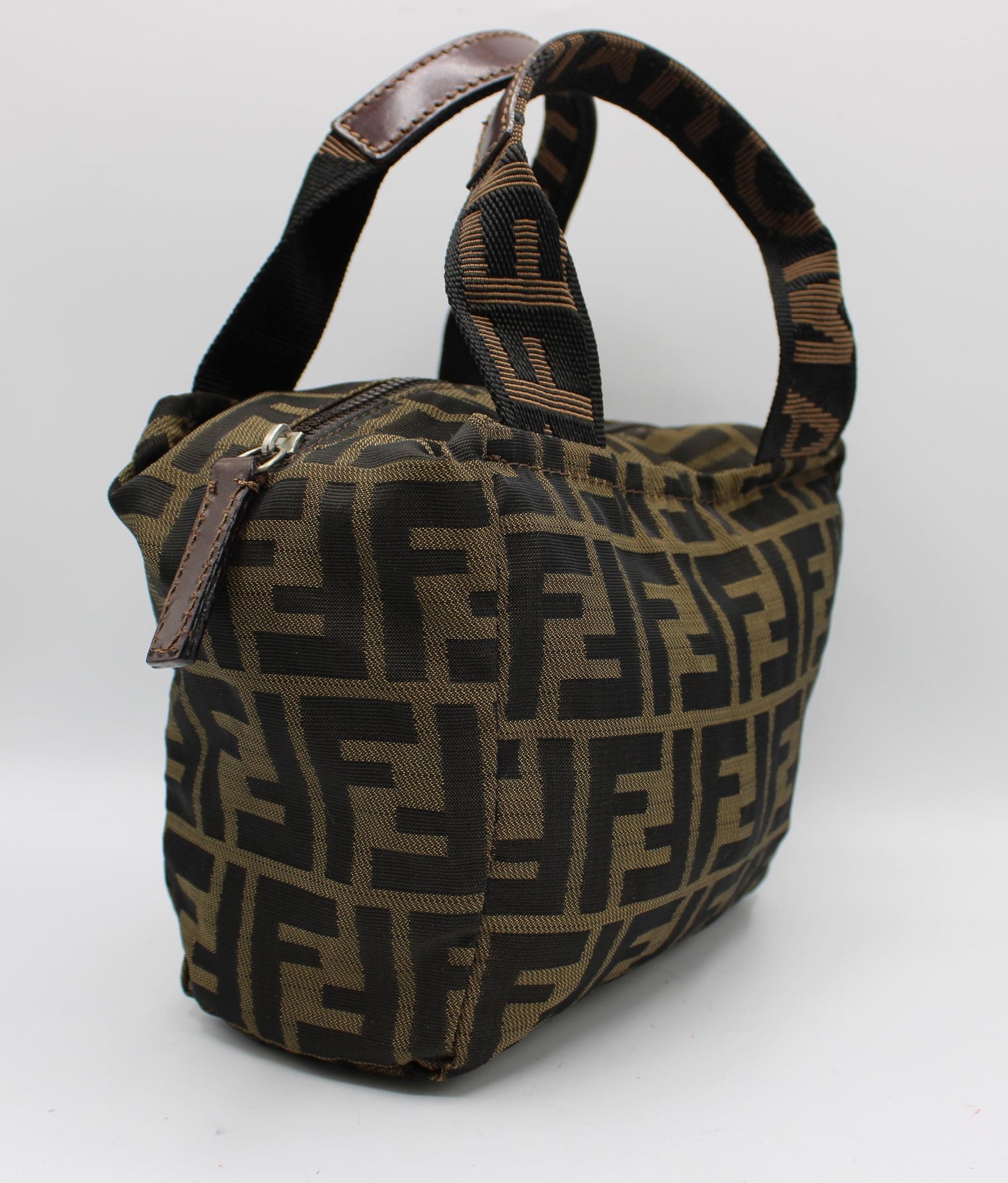 Fendi Brown Zucca Canvas Leather Mini Tote Bag