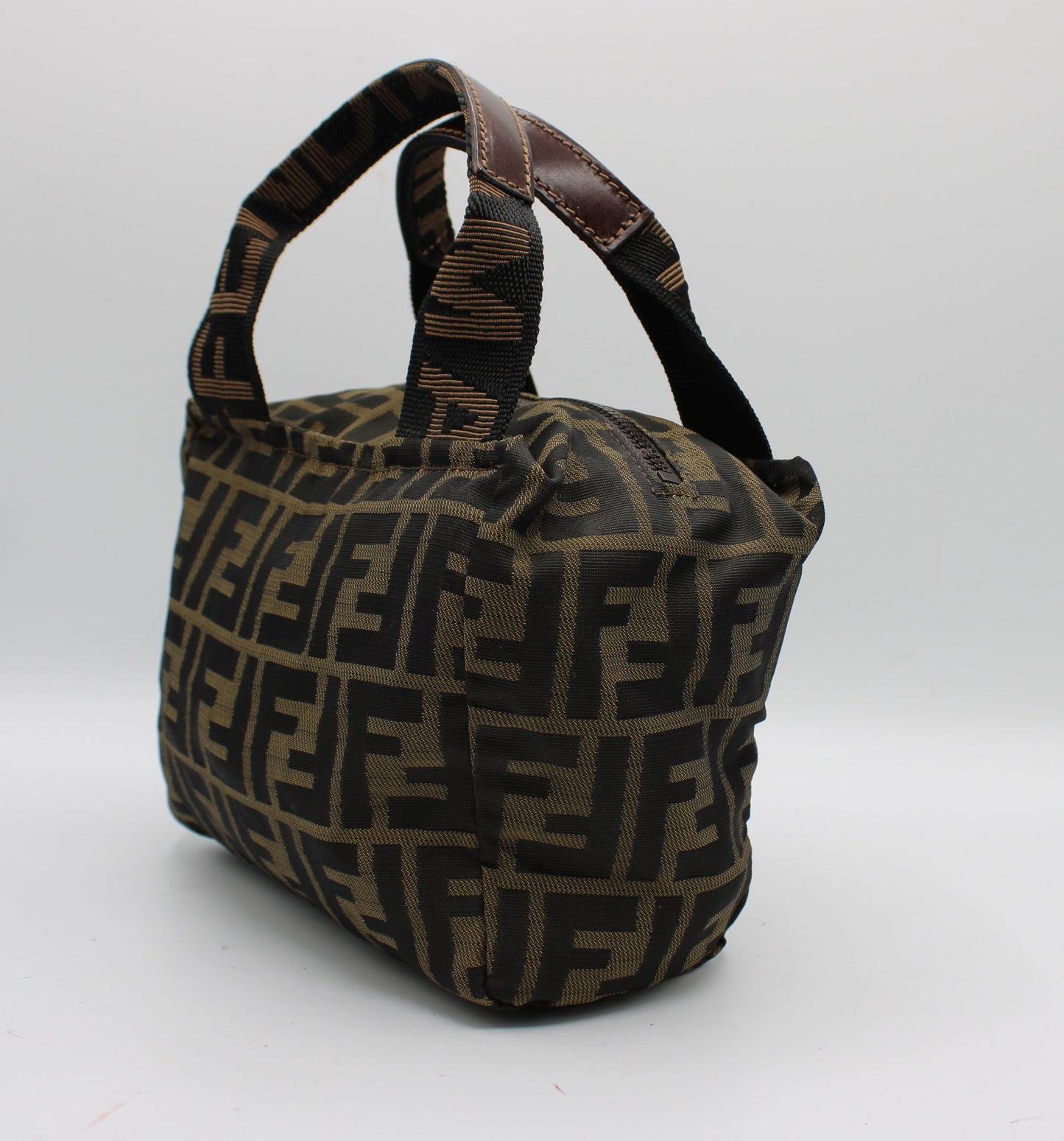 Fendi Brown Zucca Canvas Leather Mini Tote Bag