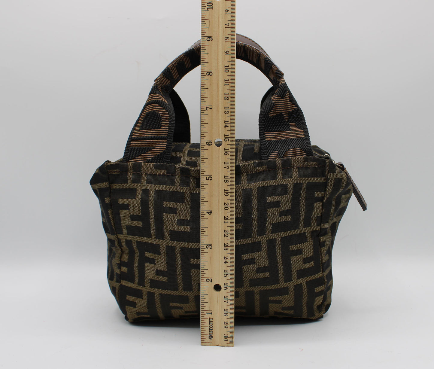 Fendi Brown Zucca Canvas Leather Mini Tote Bag