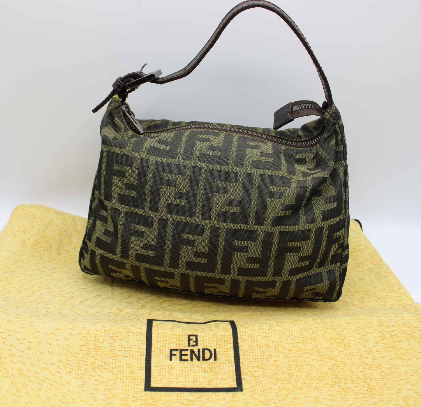 Fendi Brown Canvas Zucca Leather Shoulder Bag
