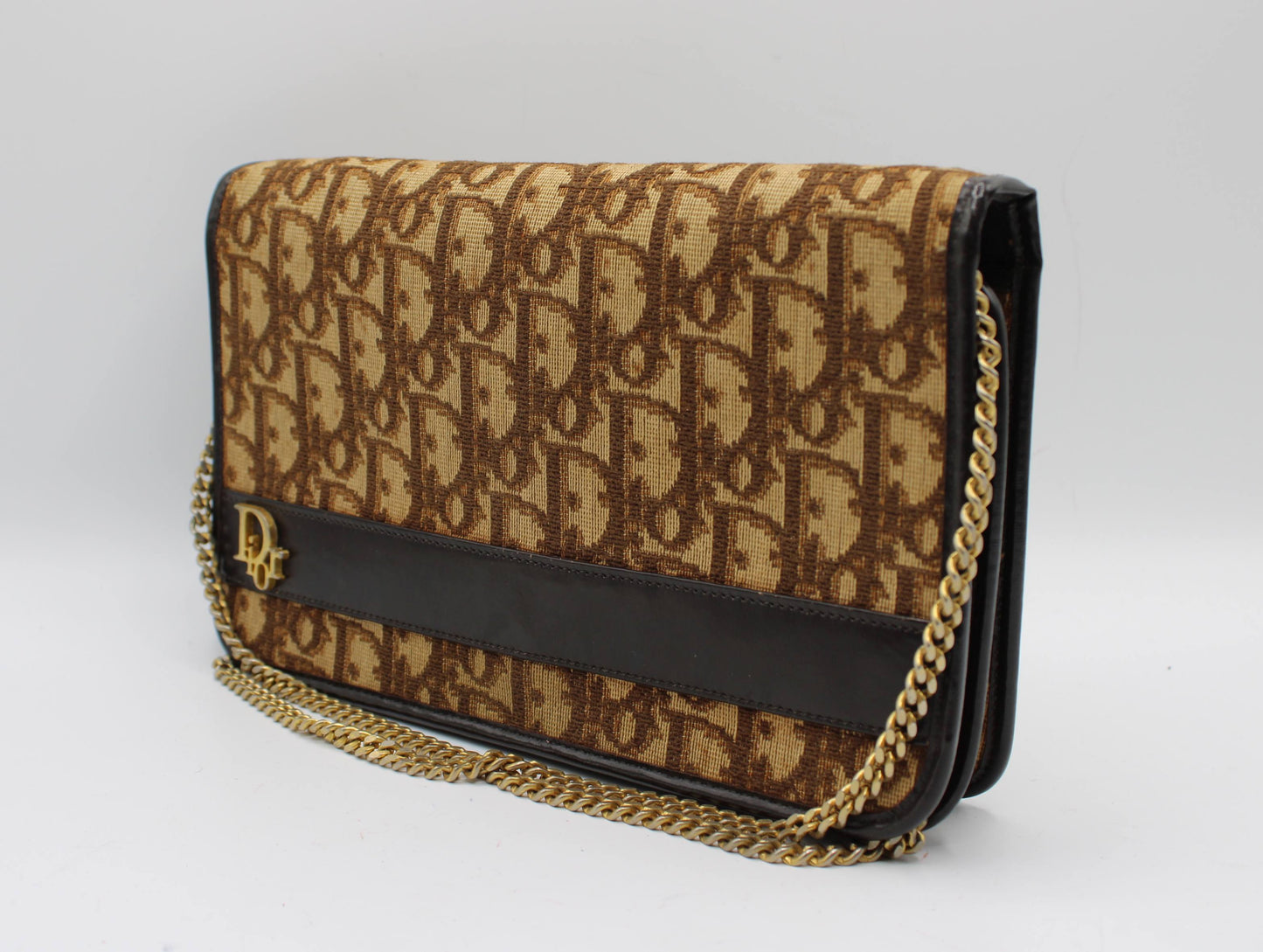Christian Dior Brown Trotter Canvas Chain Crossbody Bag